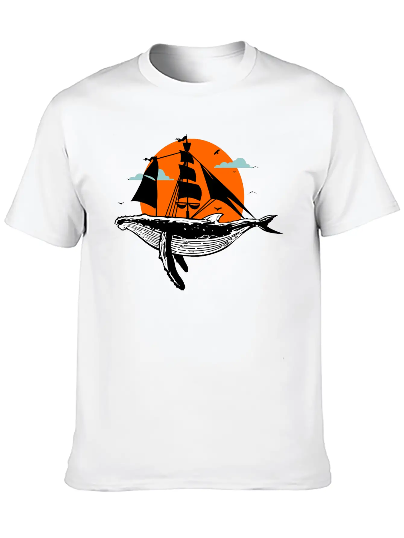 Whale Art Ship Breathable Soft Cotton T-Shirt – Timeless Casual Look