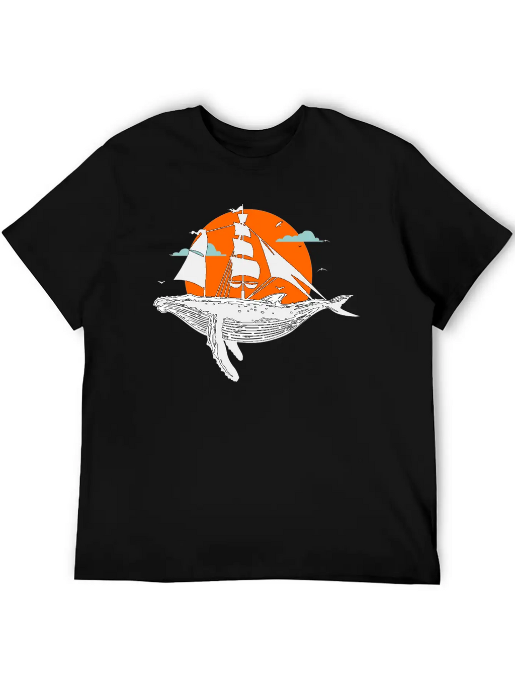 Whale Art Ship Breathable Soft Cotton T-Shirt – Timeless Casual Look