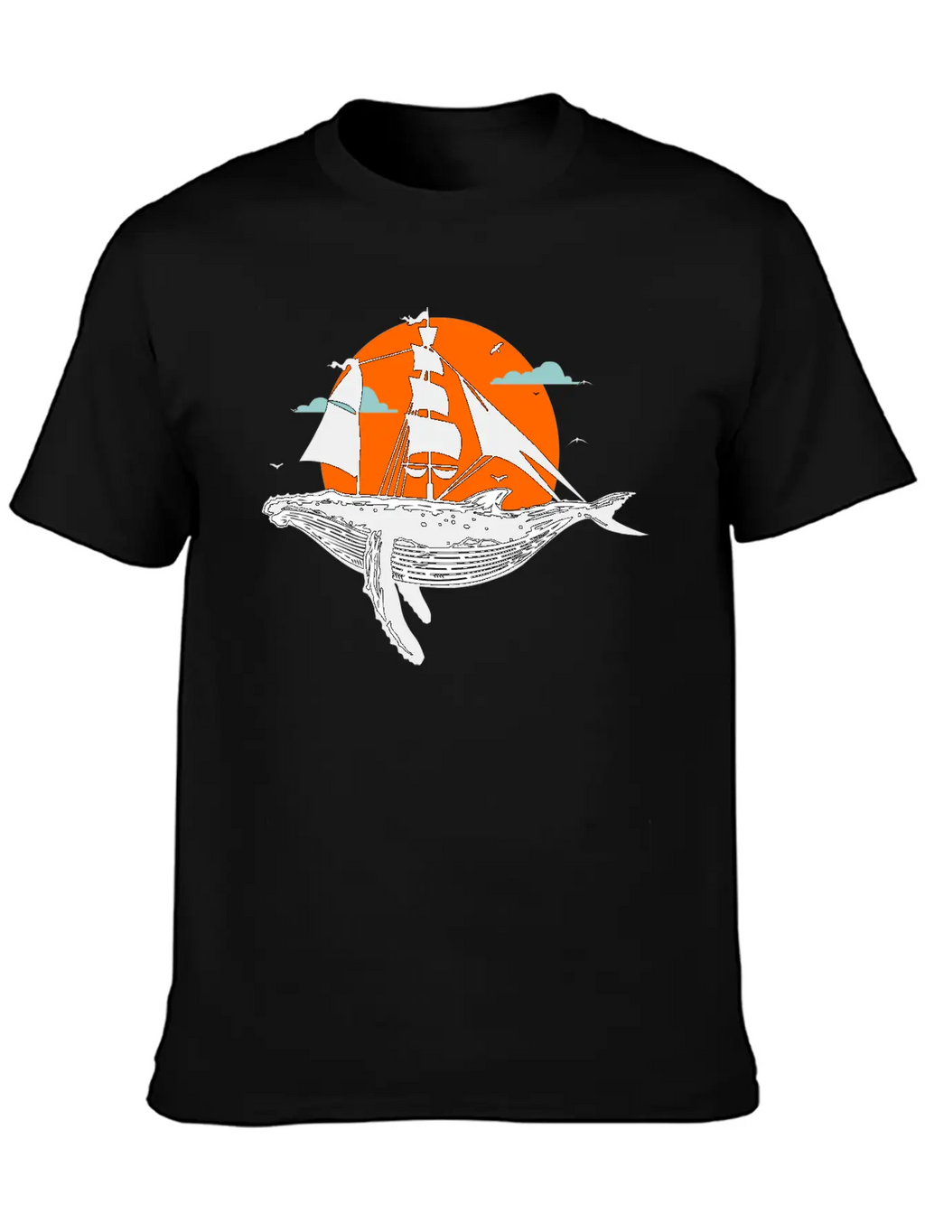 Whale Art Ship Breathable Soft Cotton T-Shirt – Timeless Casual Look
