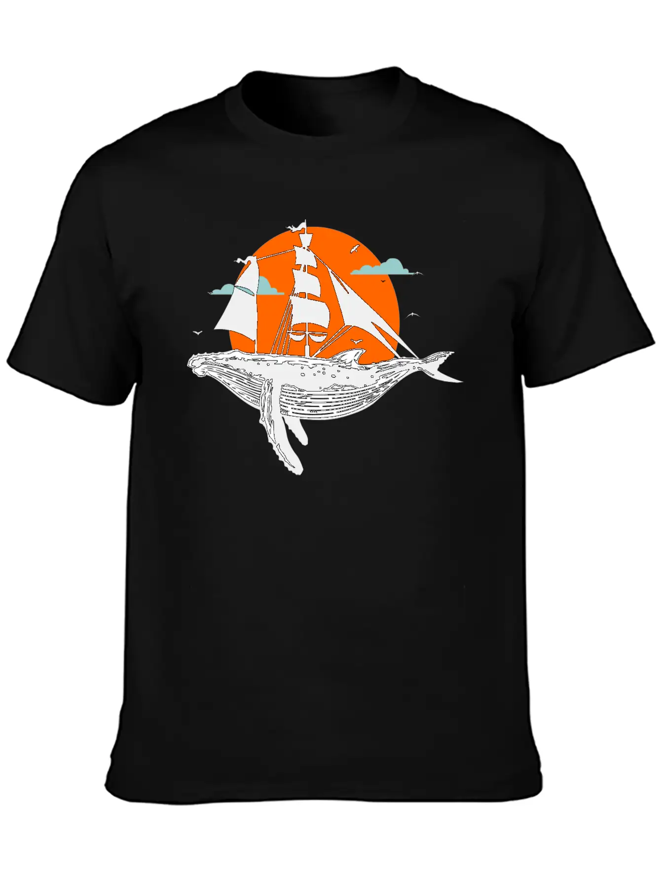 Whale Art Ship Breathable Soft Cotton T-Shirt – Timeless Casual Look