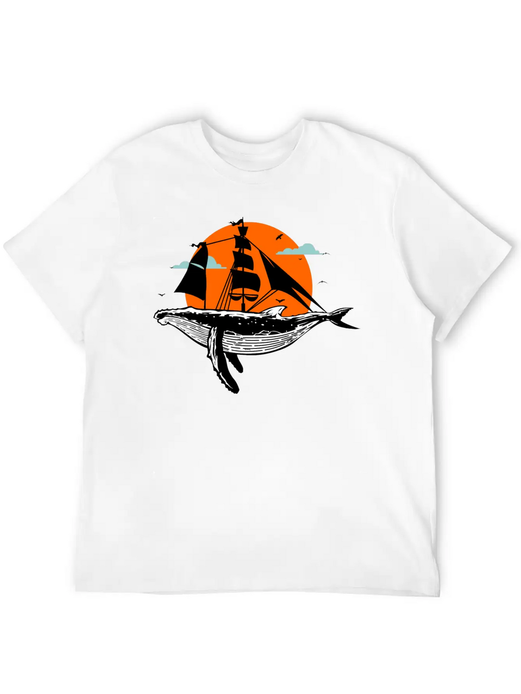 Whale Art Ship Breathable Soft Cotton T-Shirt – Timeless Casual Look