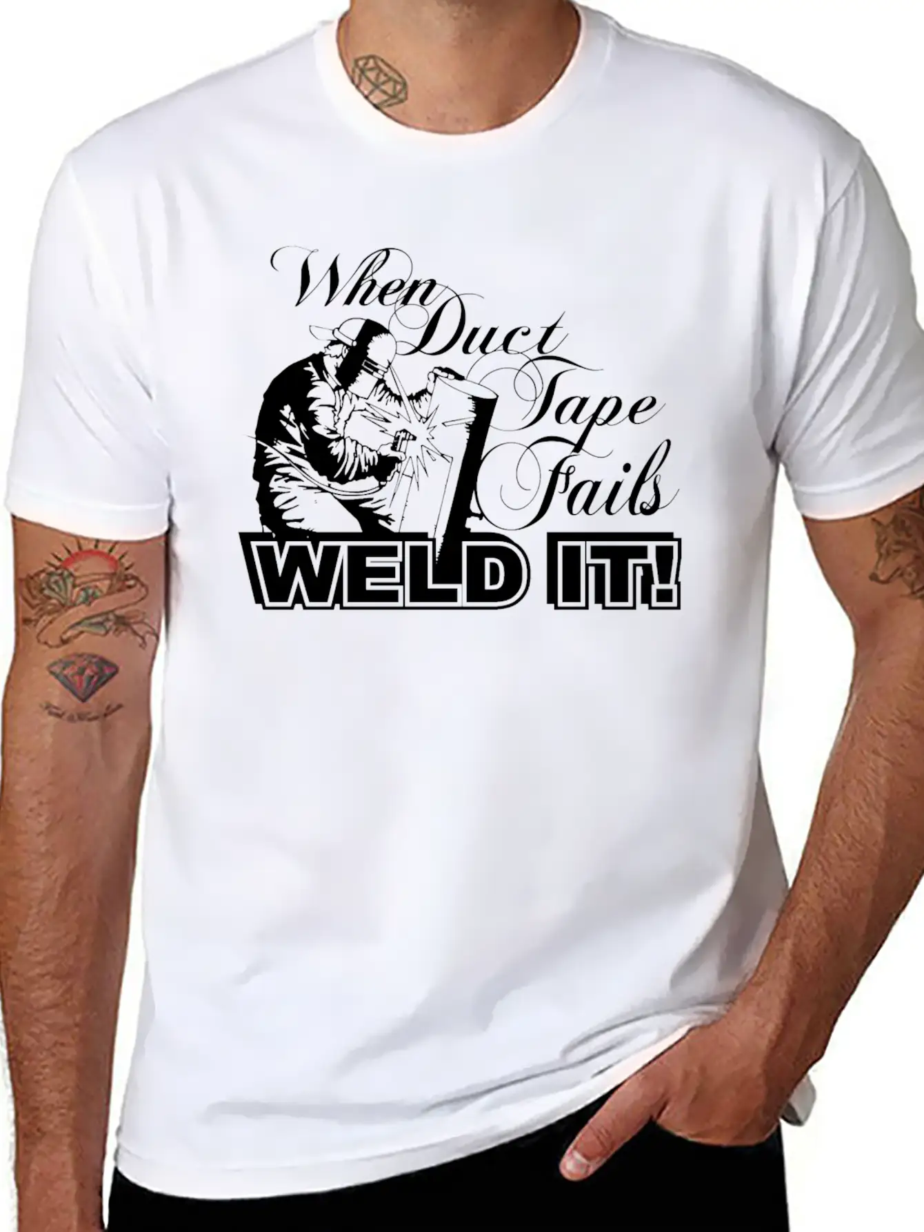 When Duct Tape Fails, Weld It / Gift Breathable Graphic T-Shirt – Perfect For Casual Days