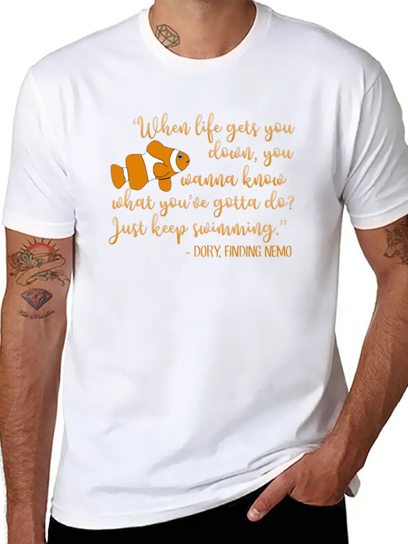 When Life Gets You Down - Nemo Dory Swimming Down Unisex Casual T-Shirt – Clean Design For Daily Comfort