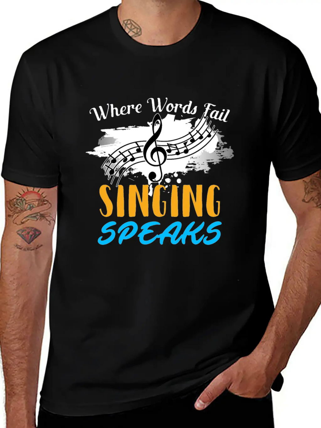 Where Words Fail Singing Speaks Singer Music Note Timeless Short Sleeve Tee – Comfy And Minimalist Design