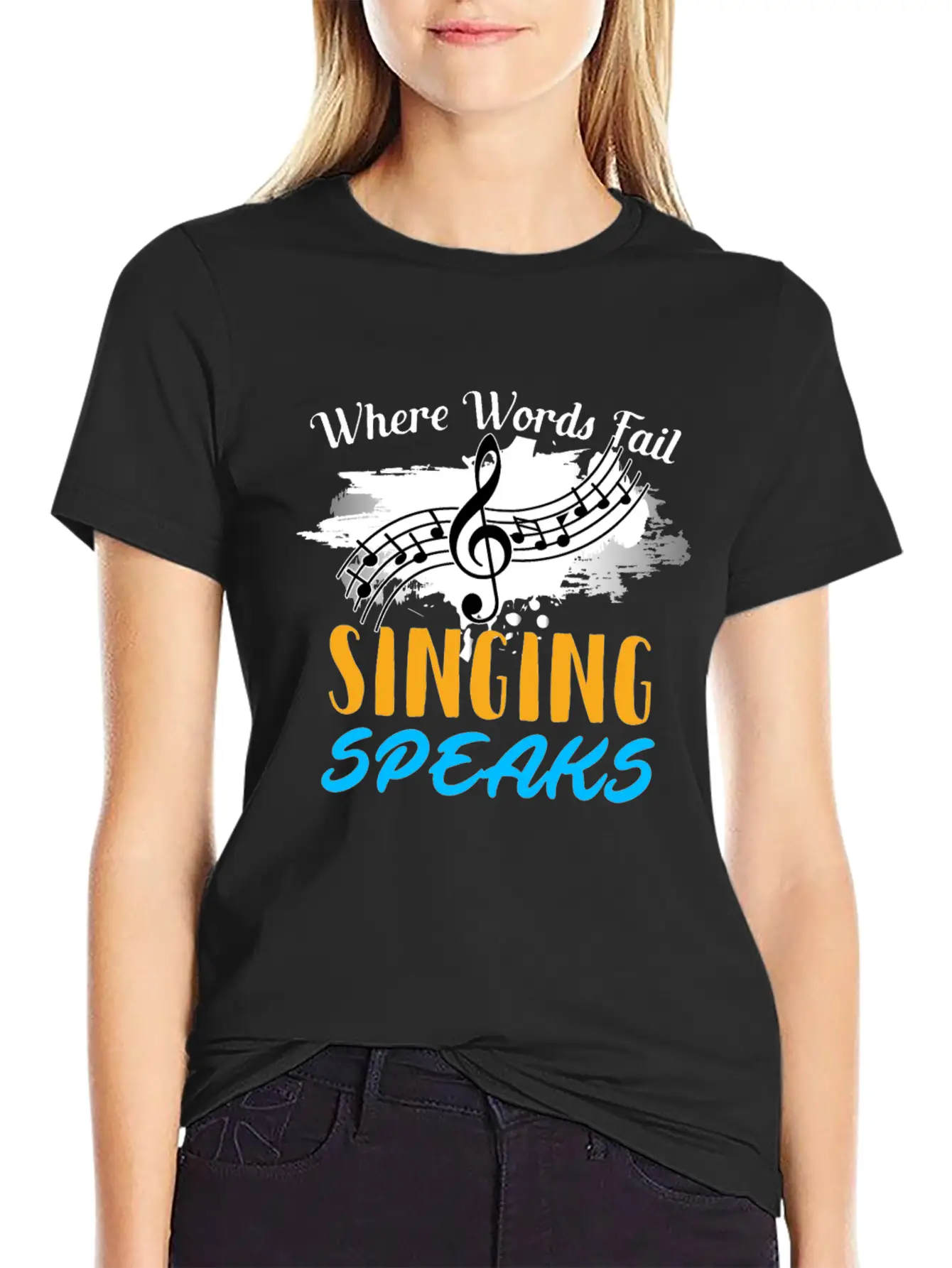Where Words Fail Singing Speaks Singer Music Note Timeless Short Sleeve Tee – Comfy And Minimalist Design
