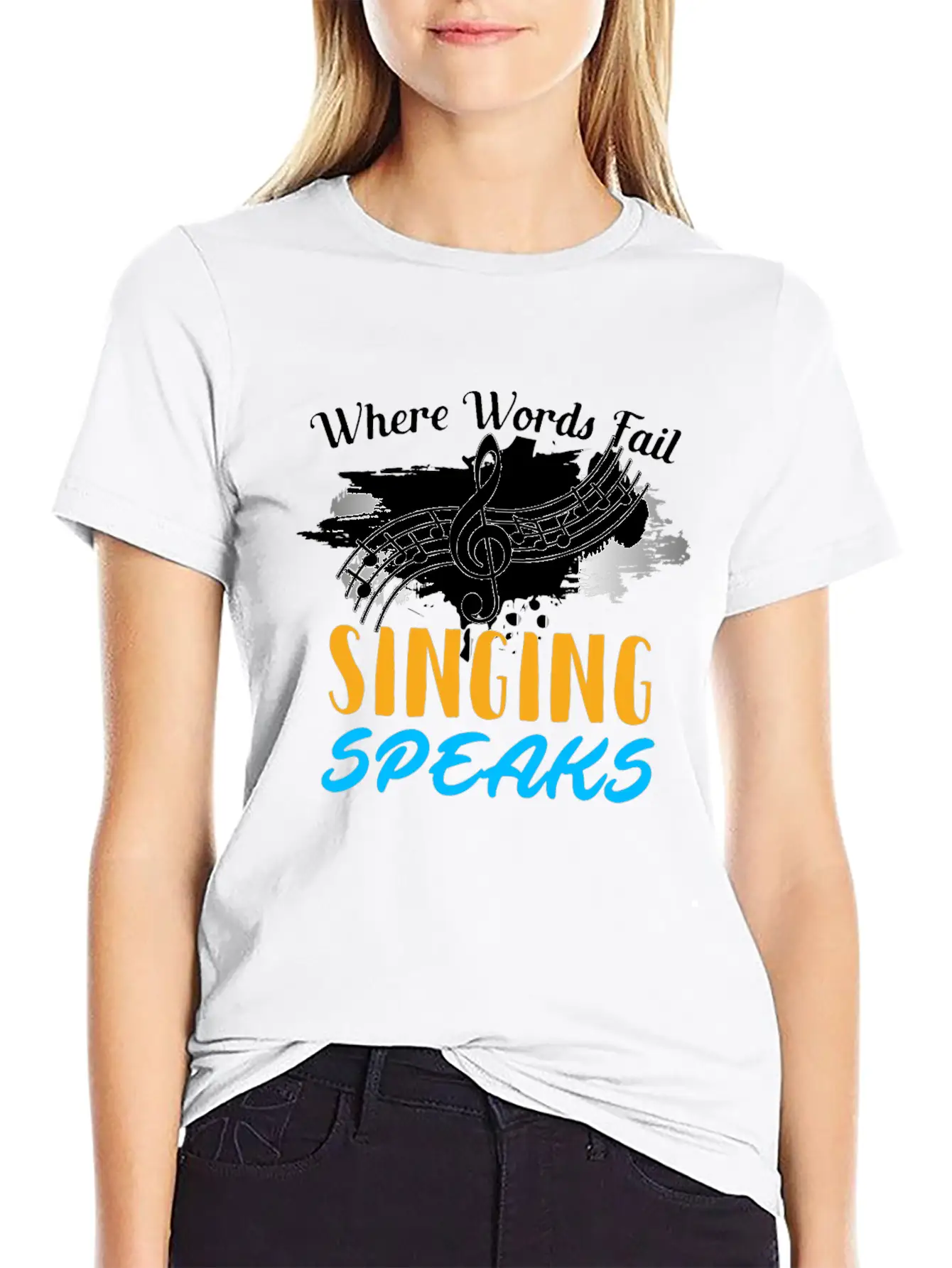 Where Words Fail Singing Speaks Singer Music Note Timeless Short Sleeve Tee – Comfy And Minimalist Design