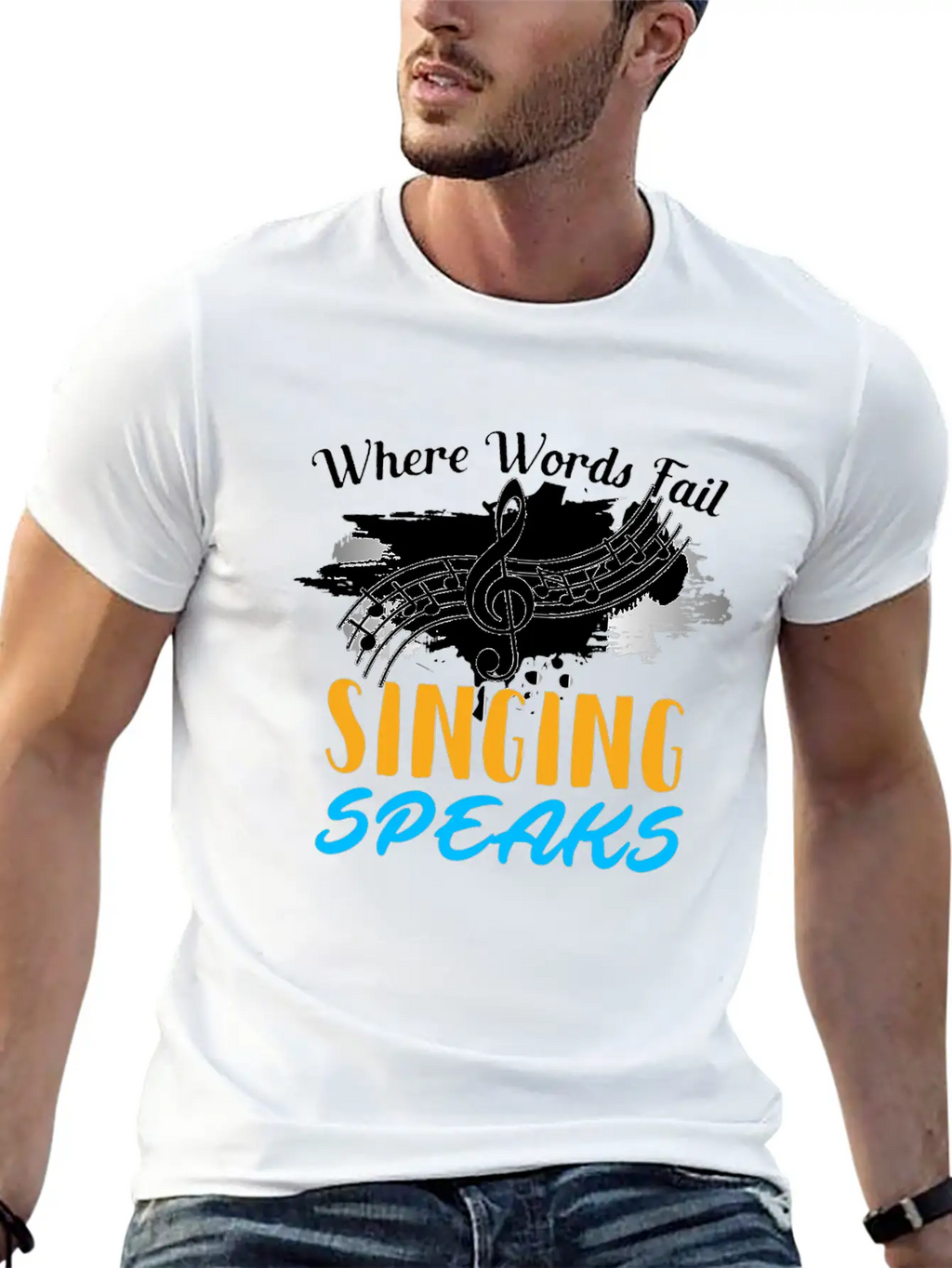 Where Words Fail Singing Speaks Singer Music Note Timeless Short Sleeve Tee – Comfy And Minimalist Design