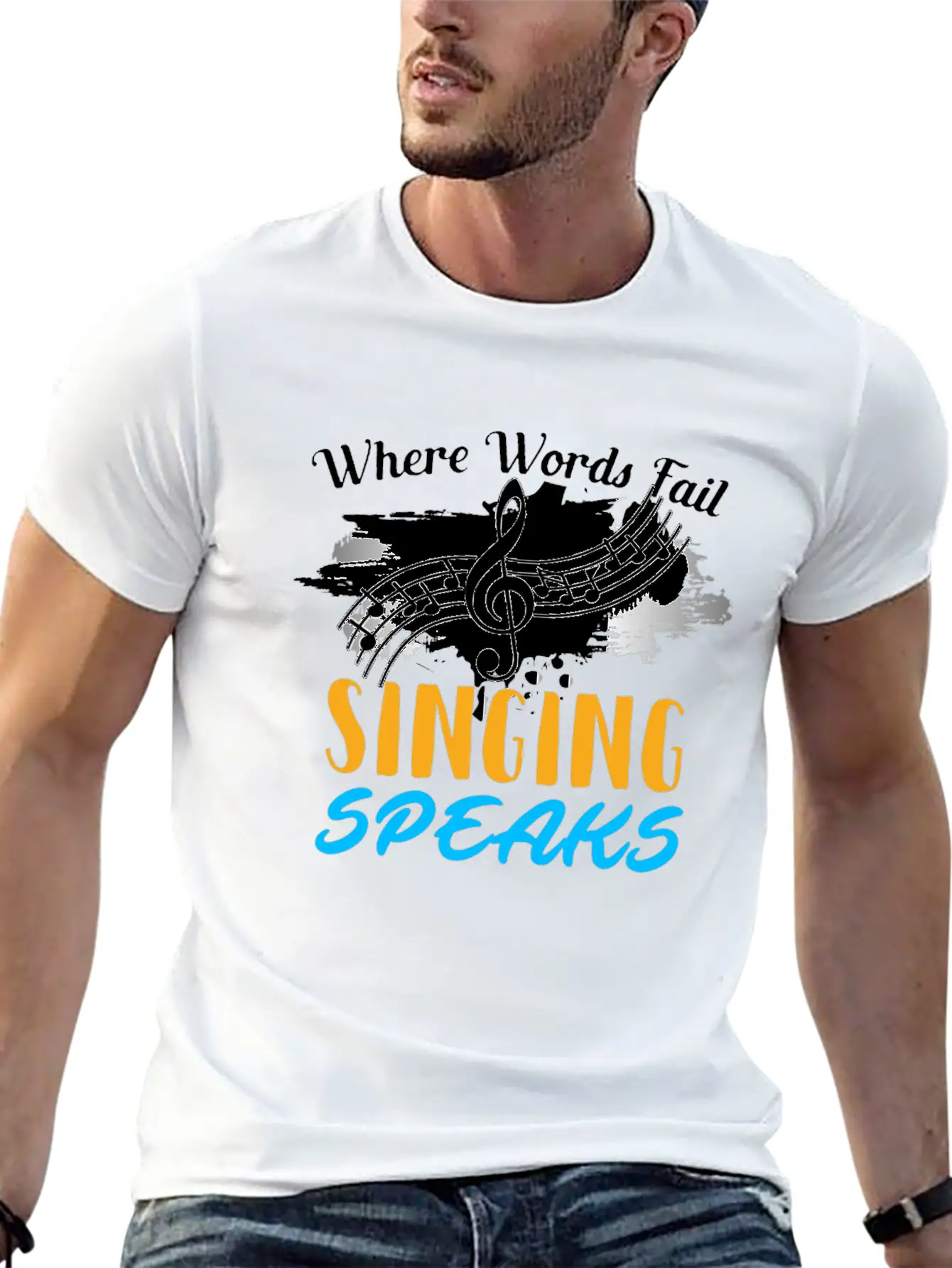 Where Words Fail Singing Speaks Singer Music Note Timeless Short Sleeve Tee – Comfy And Minimalist Design