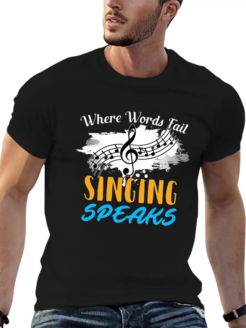Where Words Fail Singing Speaks Singer Music Note Timeless Short Sleeve Tee – Comfy And Minimalist Design