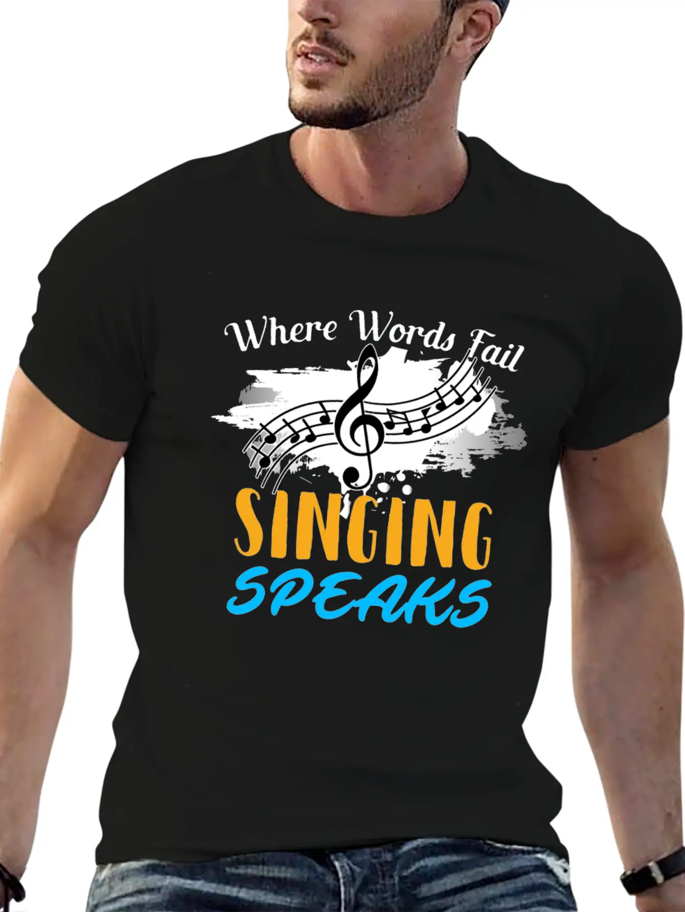 Where Words Fail Singing Speaks Singer Music Note Timeless Short Sleeve Tee – Comfy And Minimalist Design