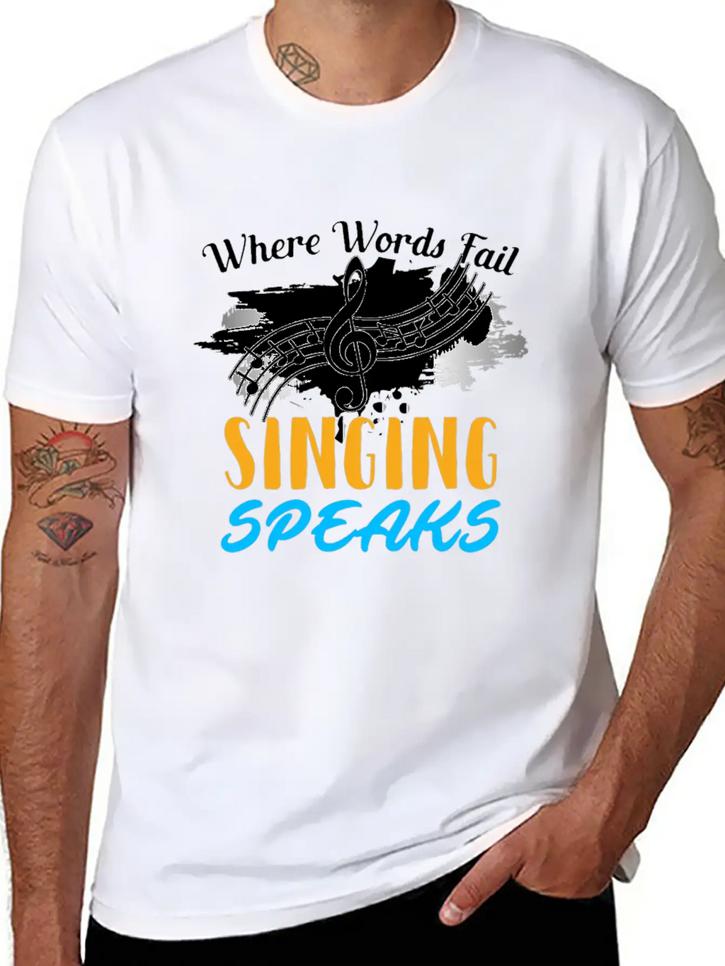 Where Words Fail Singing Speaks Singer Music Note Timeless Short Sleeve Tee – Comfy And Minimalist Design