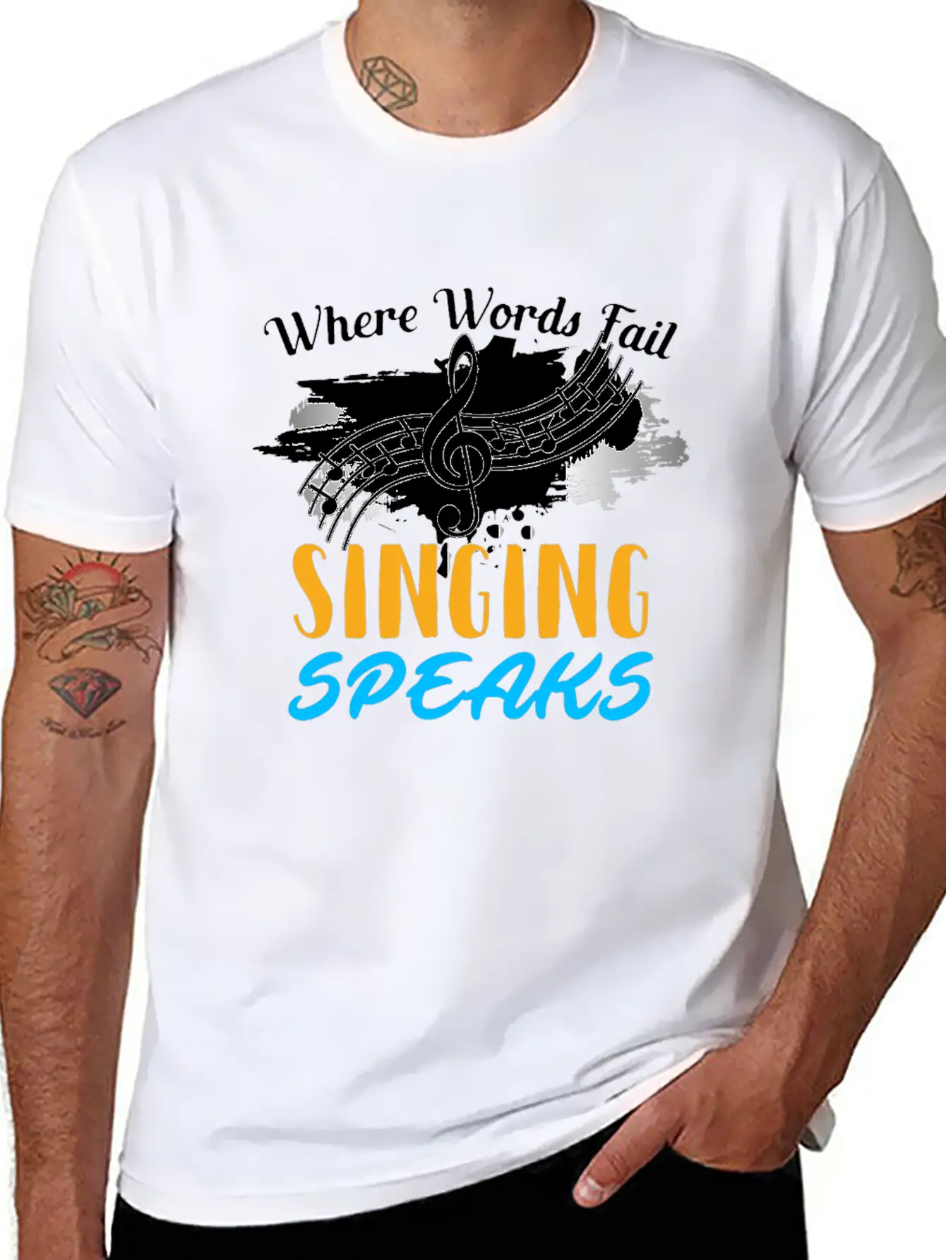 Where Words Fail Singing Speaks Singer Music Note Timeless Short Sleeve Tee – Comfy And Minimalist Design