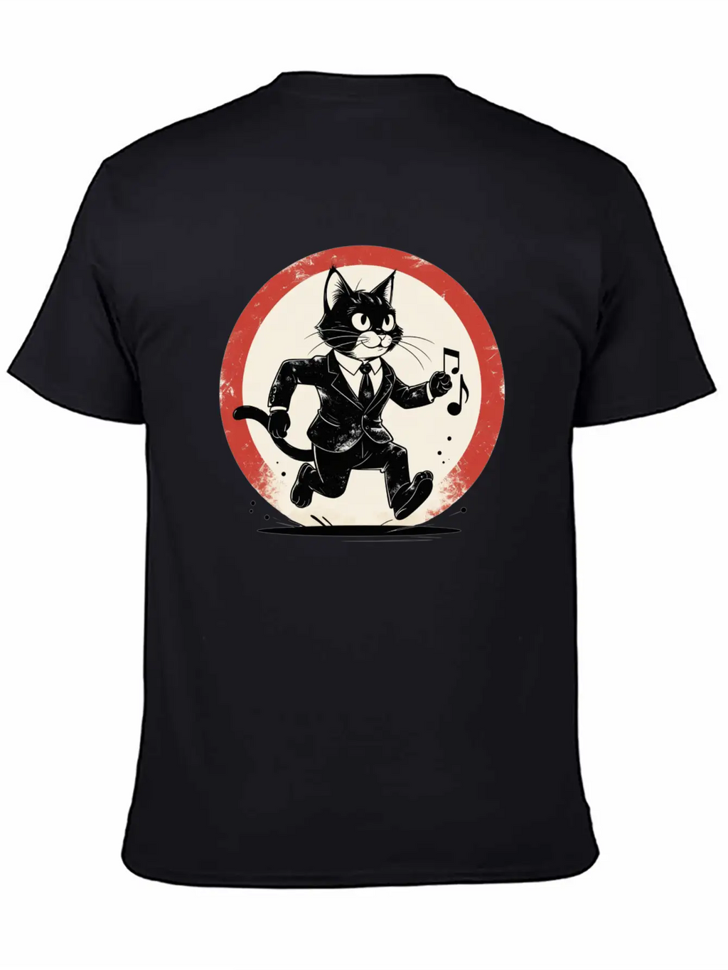 Whimsical Black & White Cat Conductor Unisex Casual T-Shirt – Clean Design For Daily Comfort