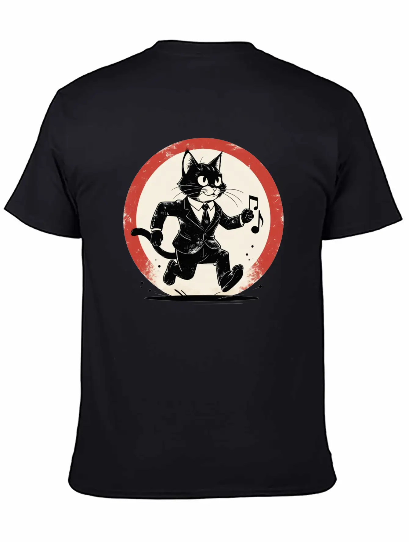 Whimsical Black & White Cat Conductor Unisex Casual T-Shirt – Clean Design For Daily Comfort