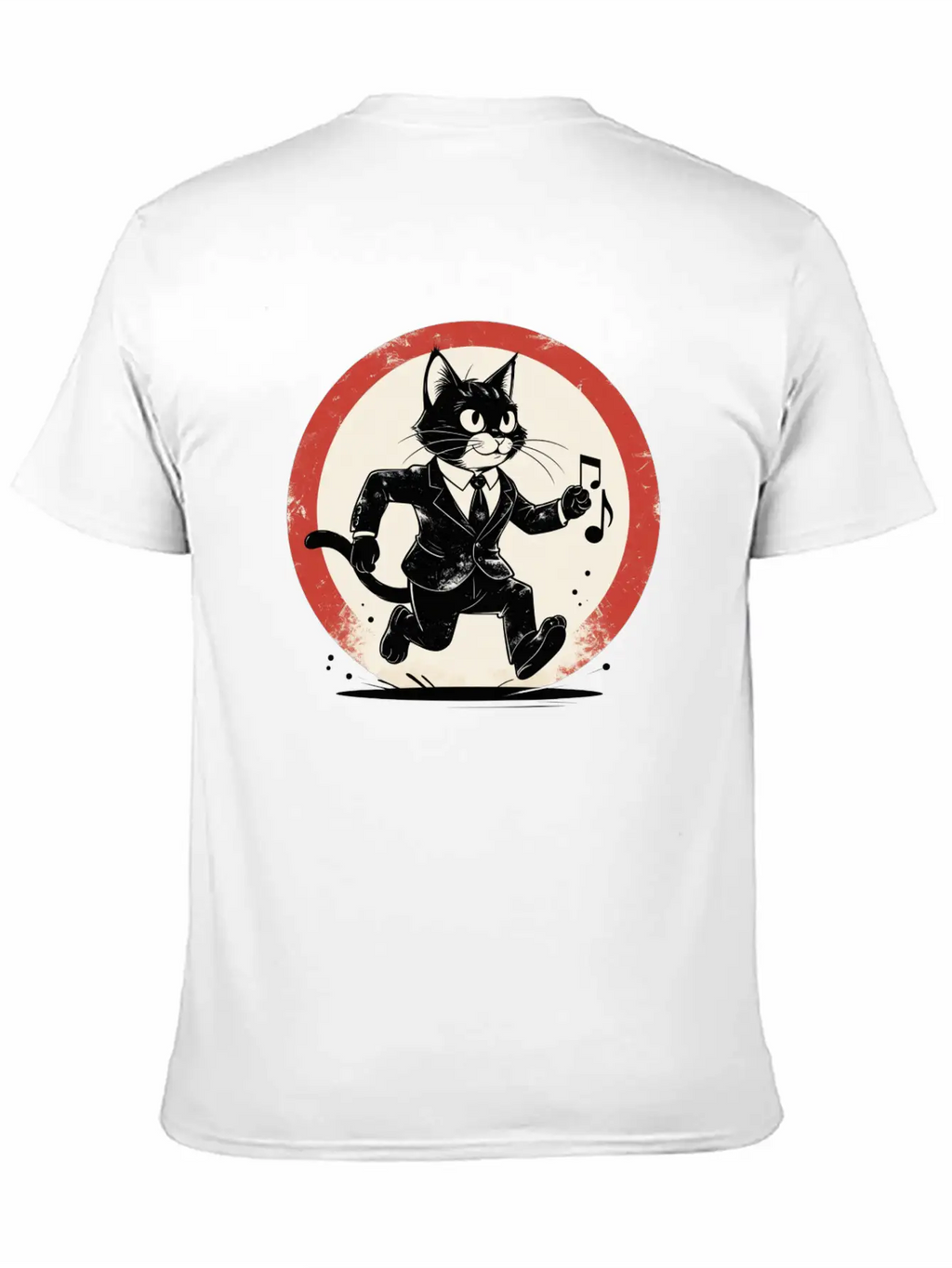 Whimsical Black & White Cat Conductor Unisex Casual T-Shirt – Clean Design For Daily Comfort