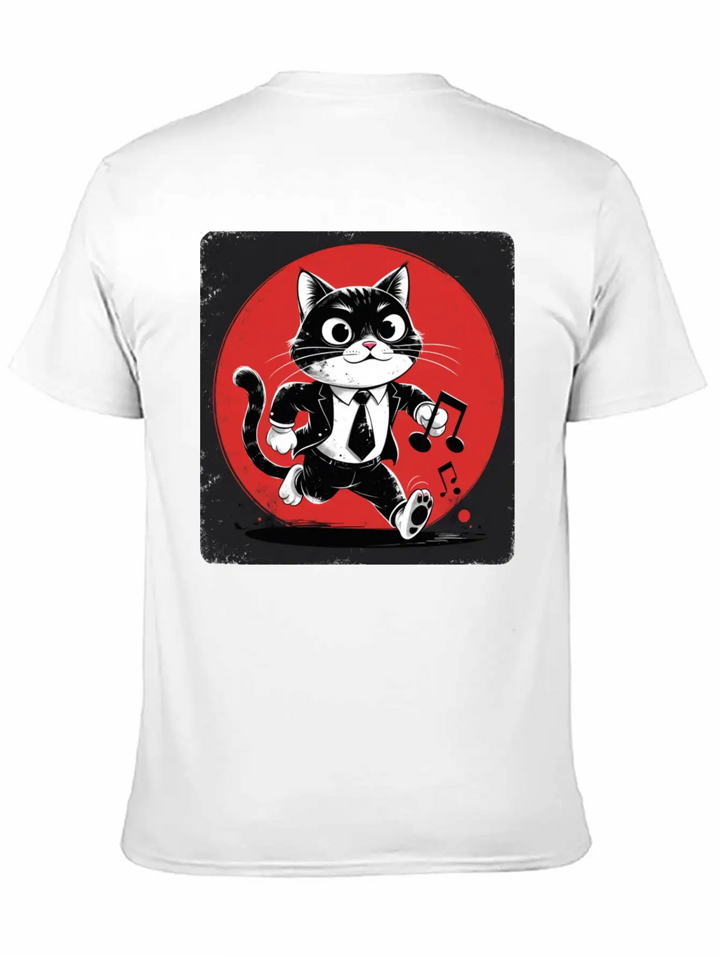 Whimsical Black White Cat Conductor Vintage S Breathable Soft Cotton T-Shirt – Timeless Casual Look