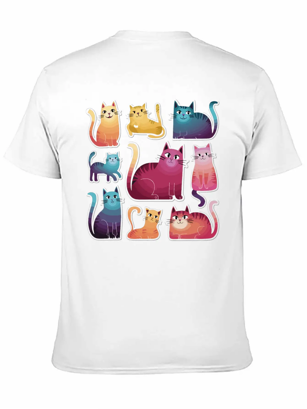 Whimsy Cats: Gradient Stickers Timeless Short Sleeve Tee – Comfy And Minimalist Design