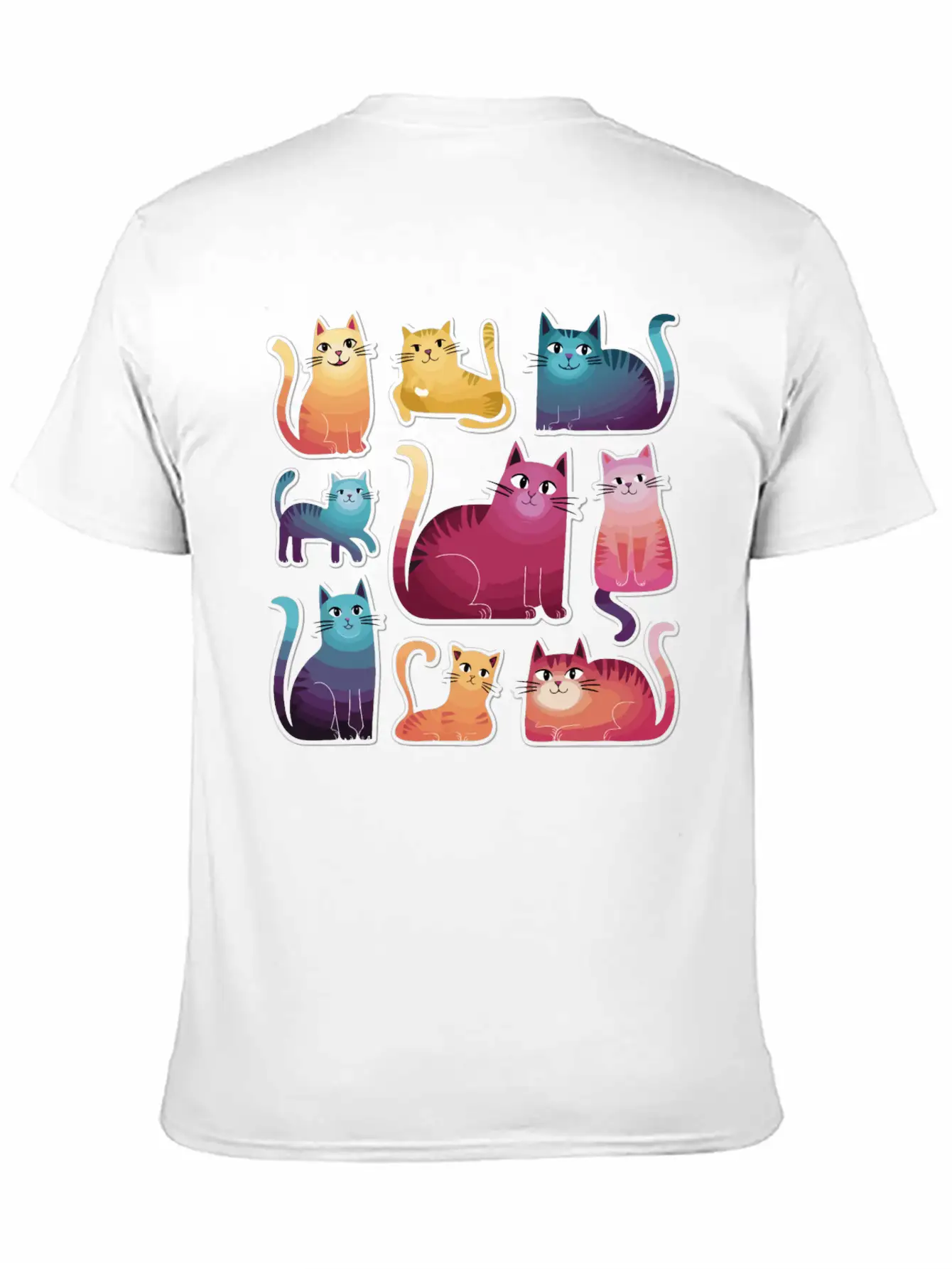 Whimsy Cats: Gradient Stickers Timeless Short Sleeve Tee – Comfy And Minimalist Design
