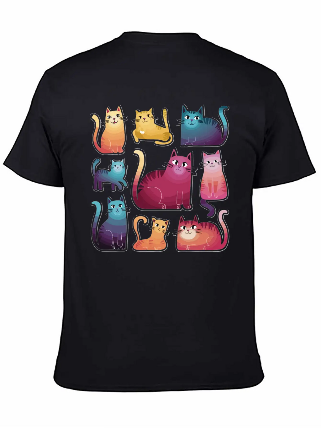 Whimsy Cats: Gradient Stickers Timeless Short Sleeve Tee – Comfy And Minimalist Design