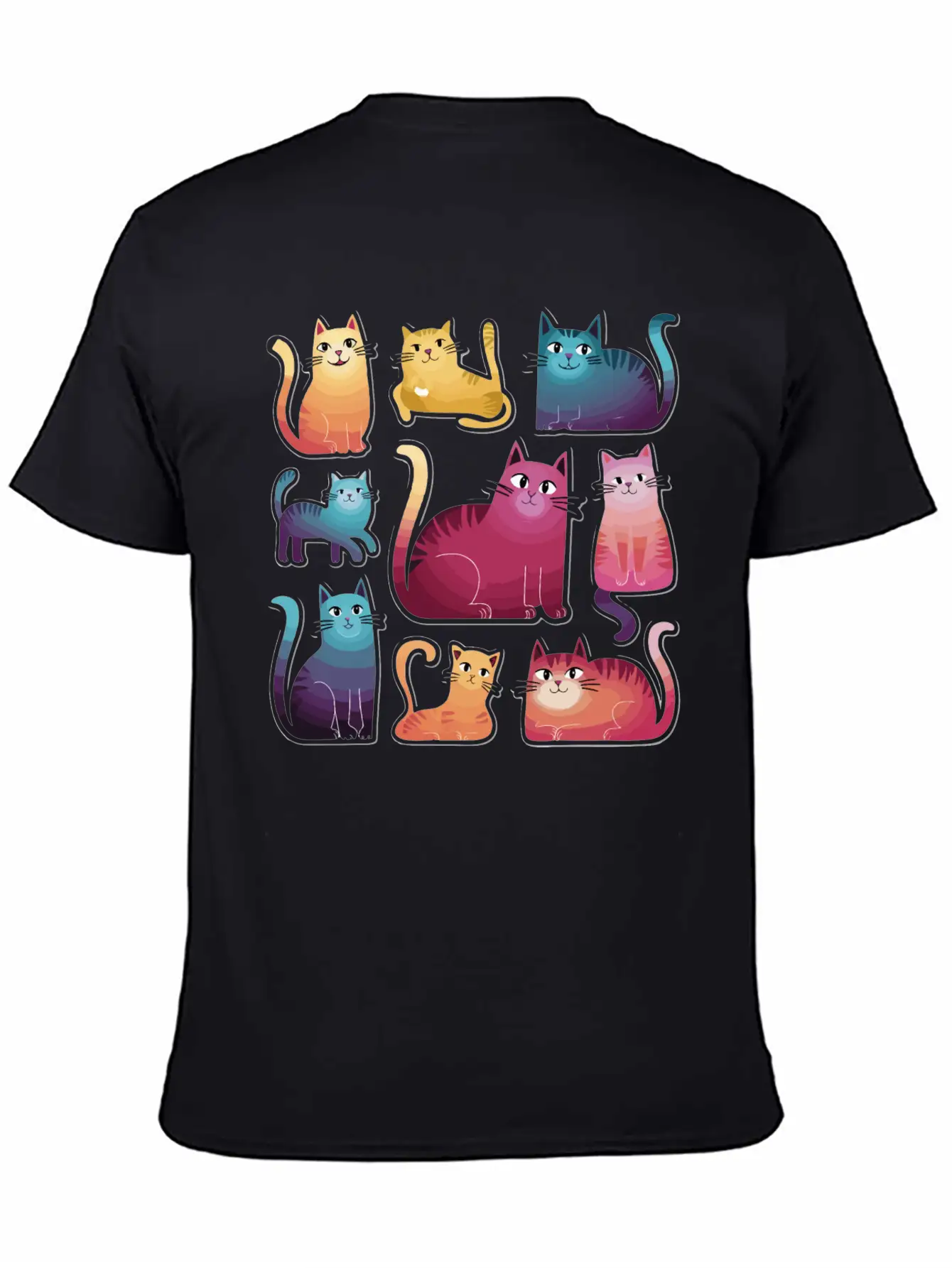 Whimsy Cats: Gradient Stickers Timeless Short Sleeve Tee – Comfy And Minimalist Design