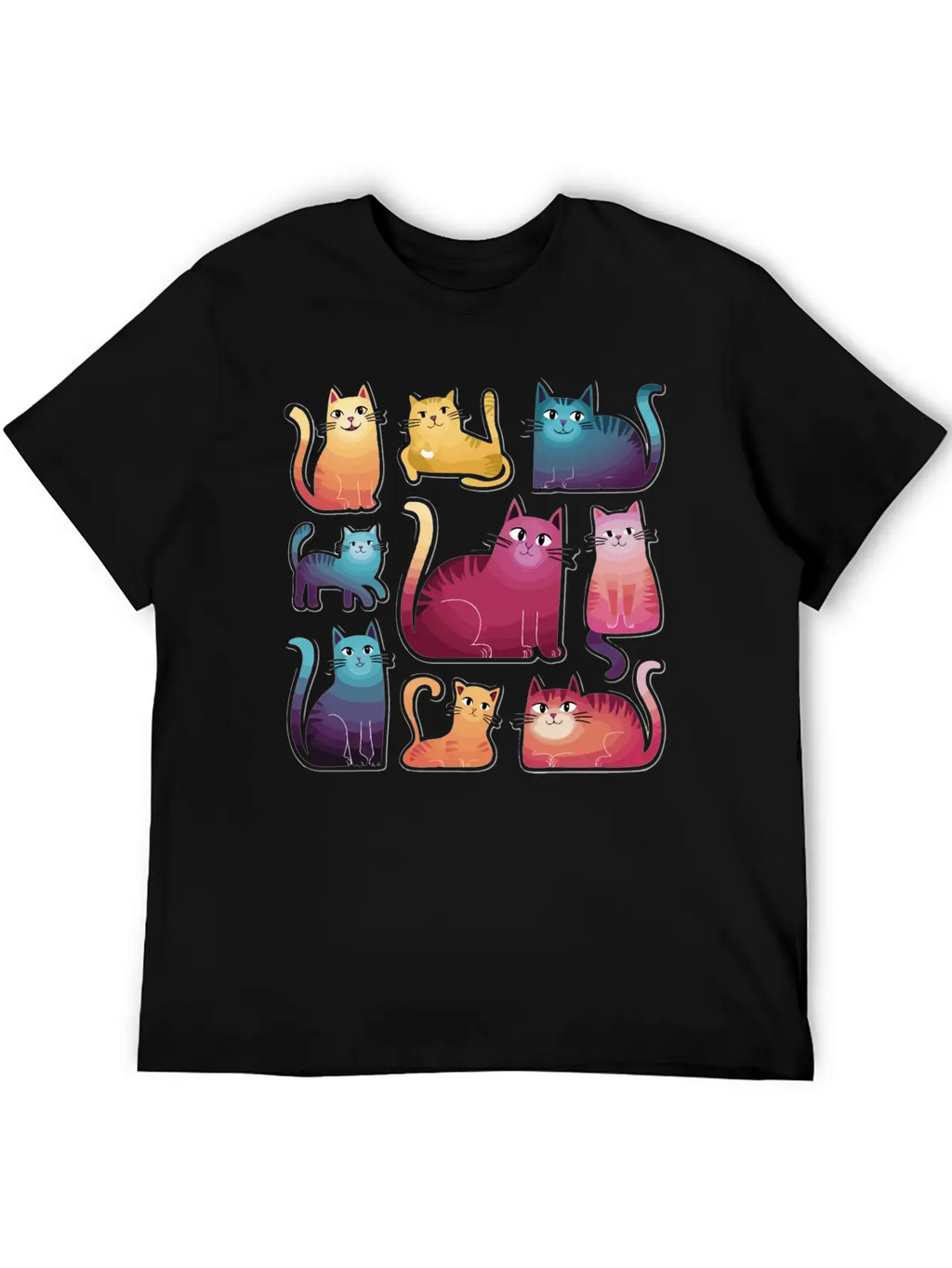 Whimsy Cats: Gradient Stickers Timeless Short Sleeve Tee – Comfy And Minimalist Design