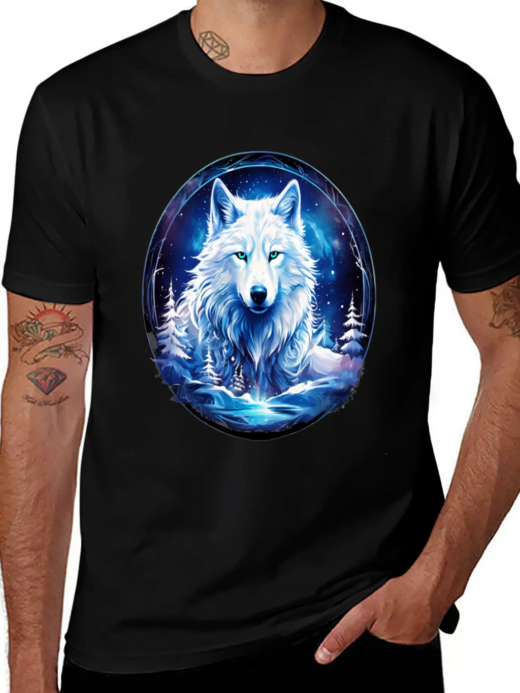 White Fantasy Wolf Whimsical Mythical Art Breathable Soft Cotton T-Shirt – Timeless Casual Look