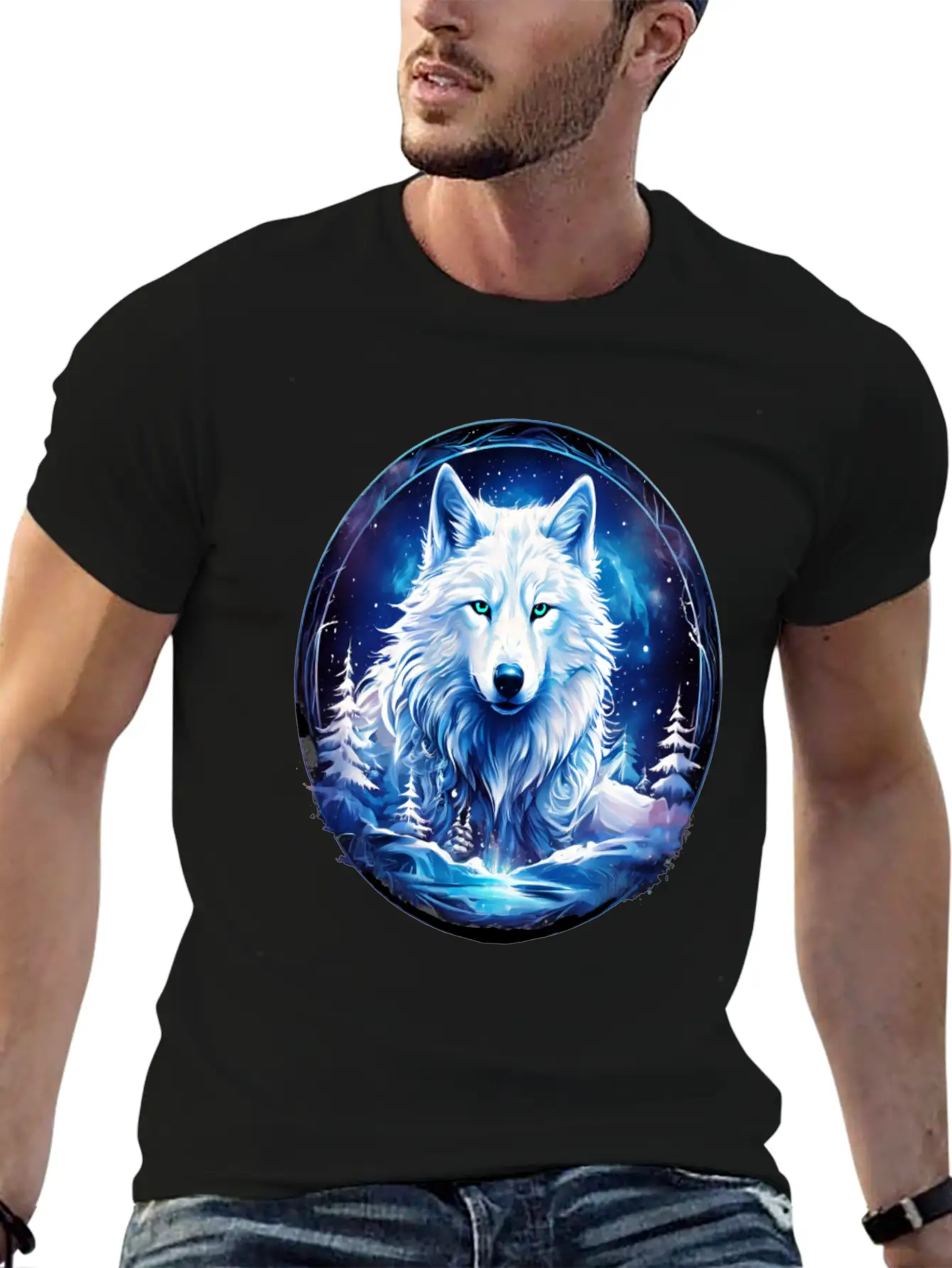 White Fantasy Wolf Whimsical Mythical Art Breathable Soft Cotton T-Shirt – Timeless Casual Look