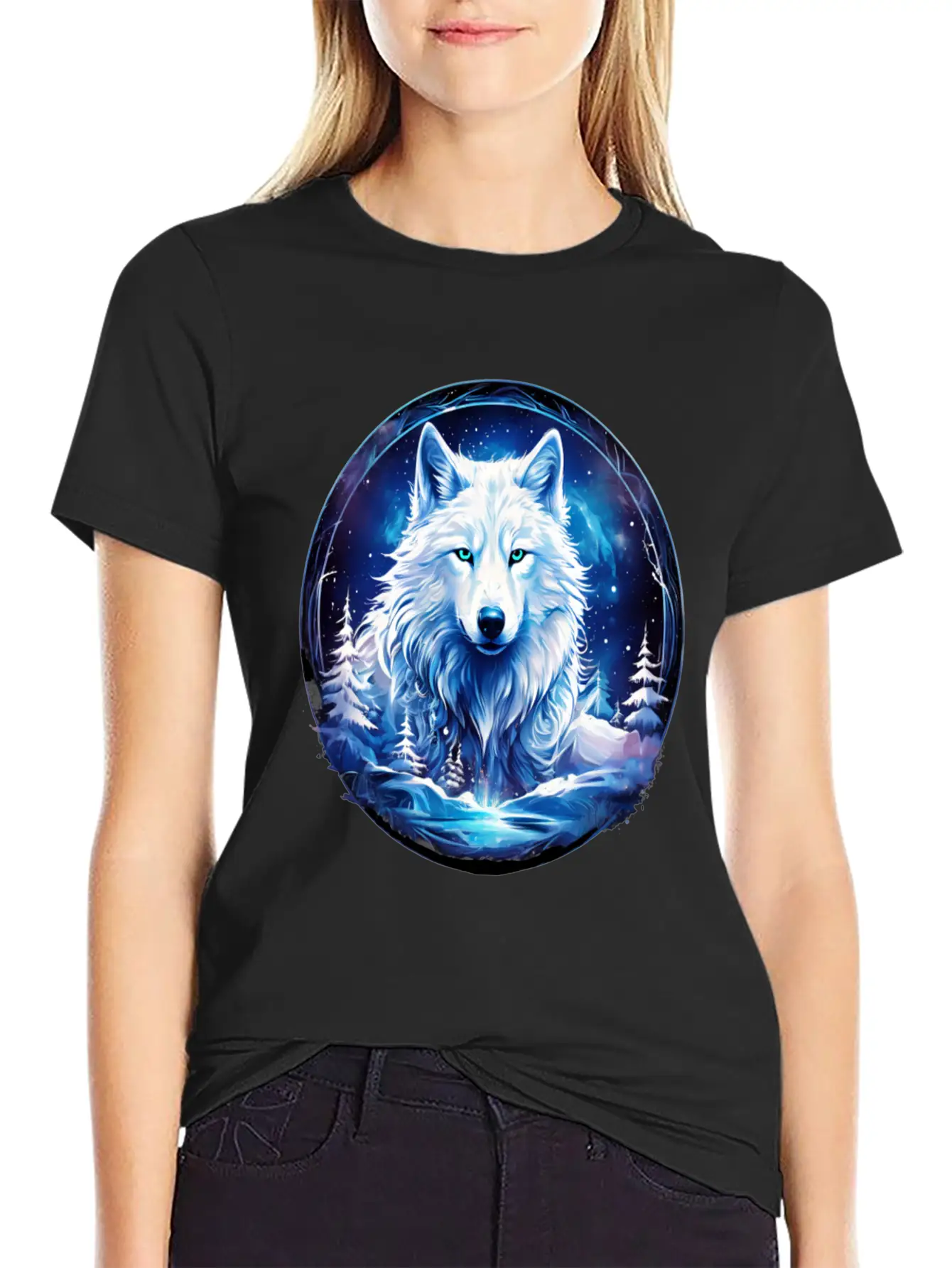 White Fantasy Wolf Whimsical Mythical Art Breathable Soft Cotton T-Shirt – Timeless Casual Look