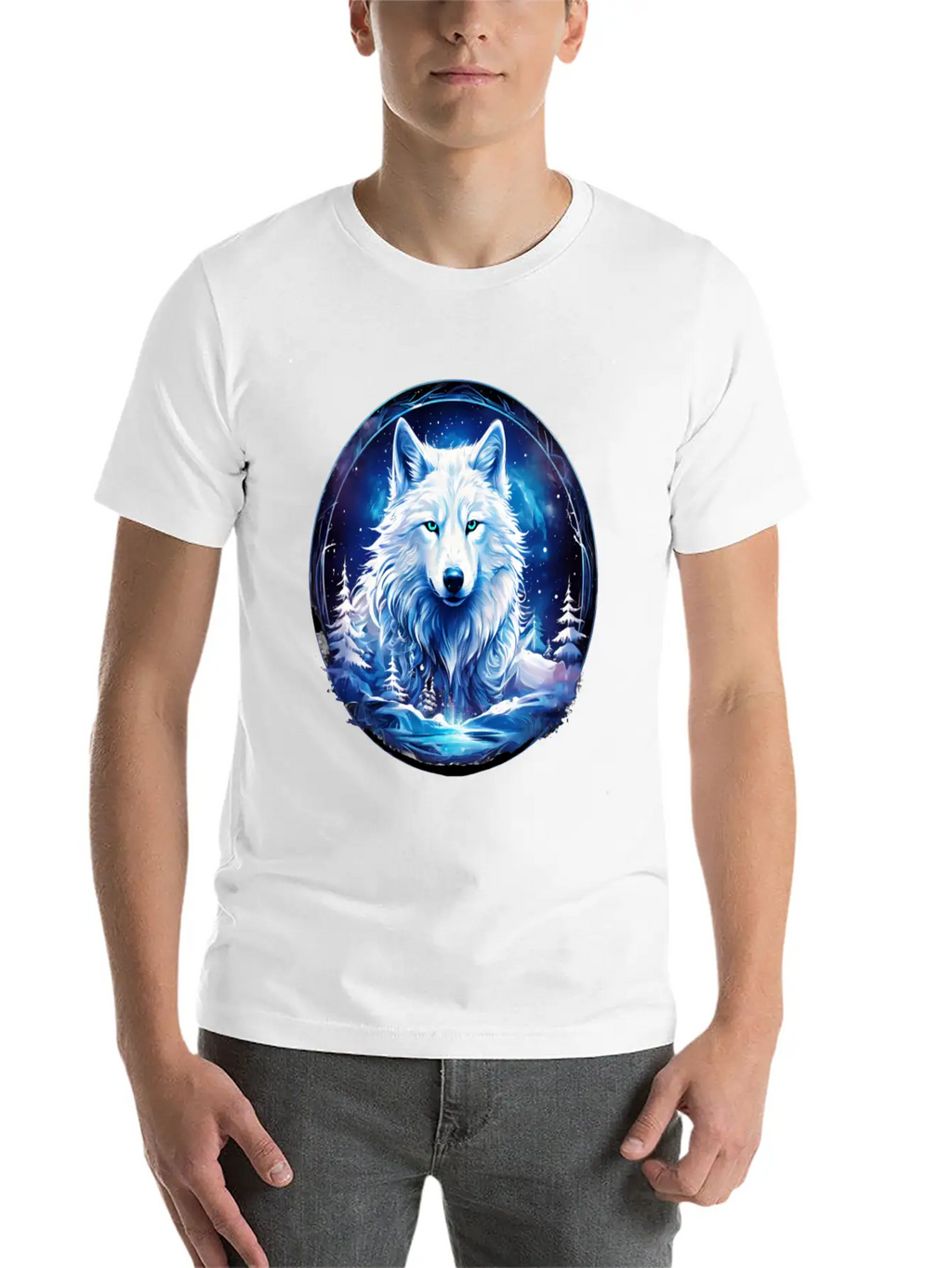 White Fantasy Wolf Whimsical Mythical Art Breathable Soft Cotton T-Shirt – Timeless Casual Look