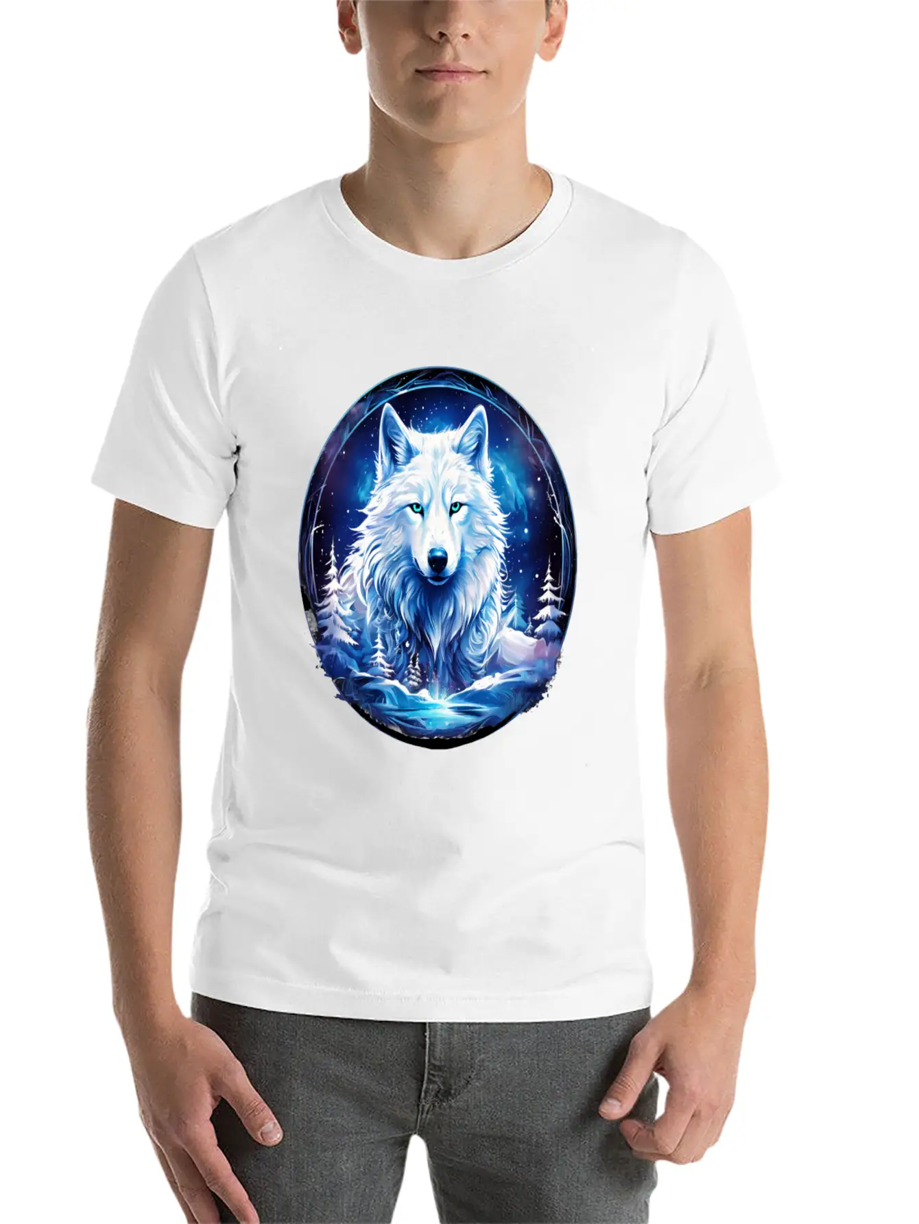 White Fantasy Wolf Whimsical Mythical Art Breathable Soft Cotton T-Shirt – Timeless Casual Look
