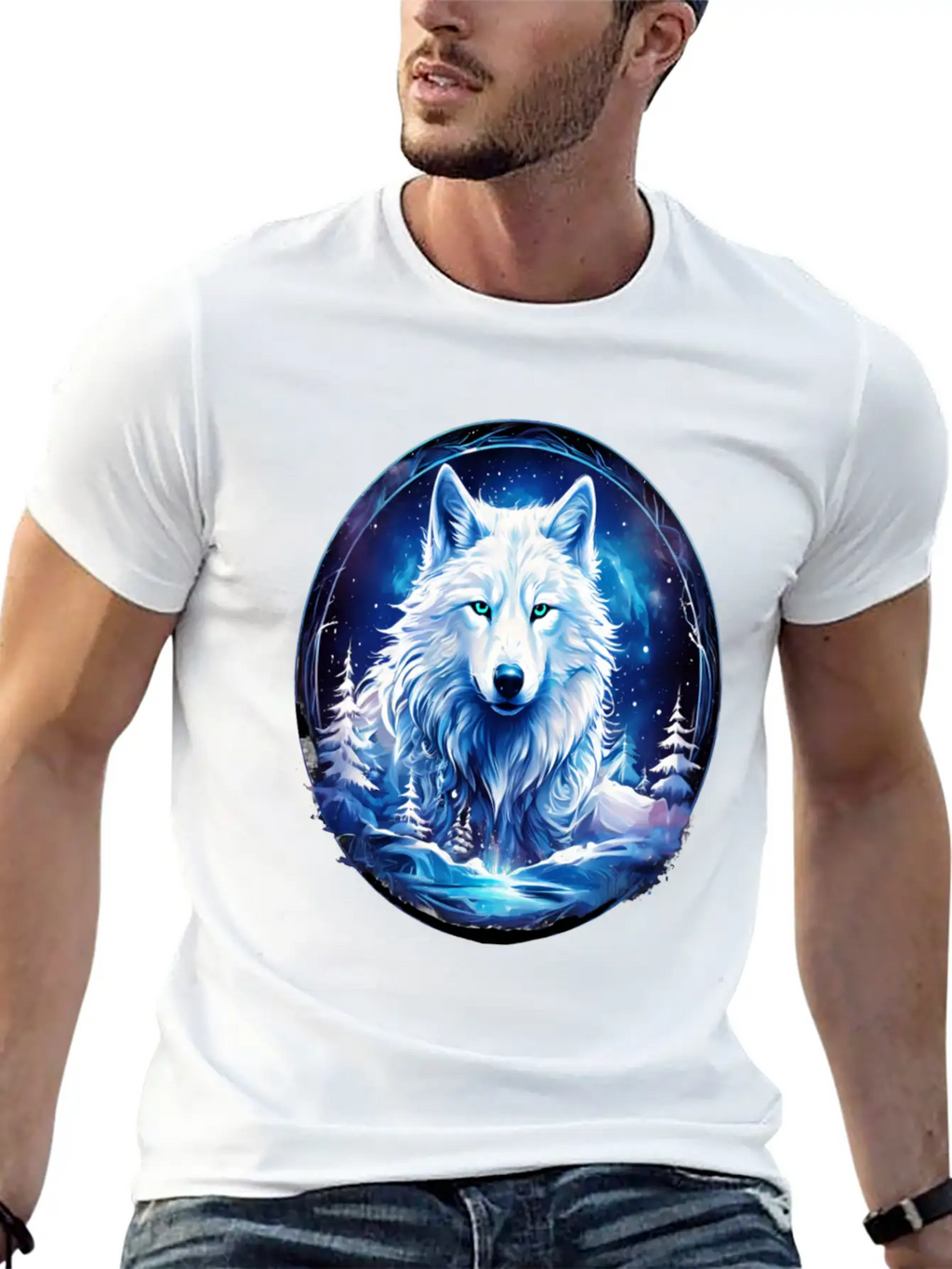 White Fantasy Wolf Whimsical Mythical Art Breathable Soft Cotton T-Shirt – Timeless Casual Look