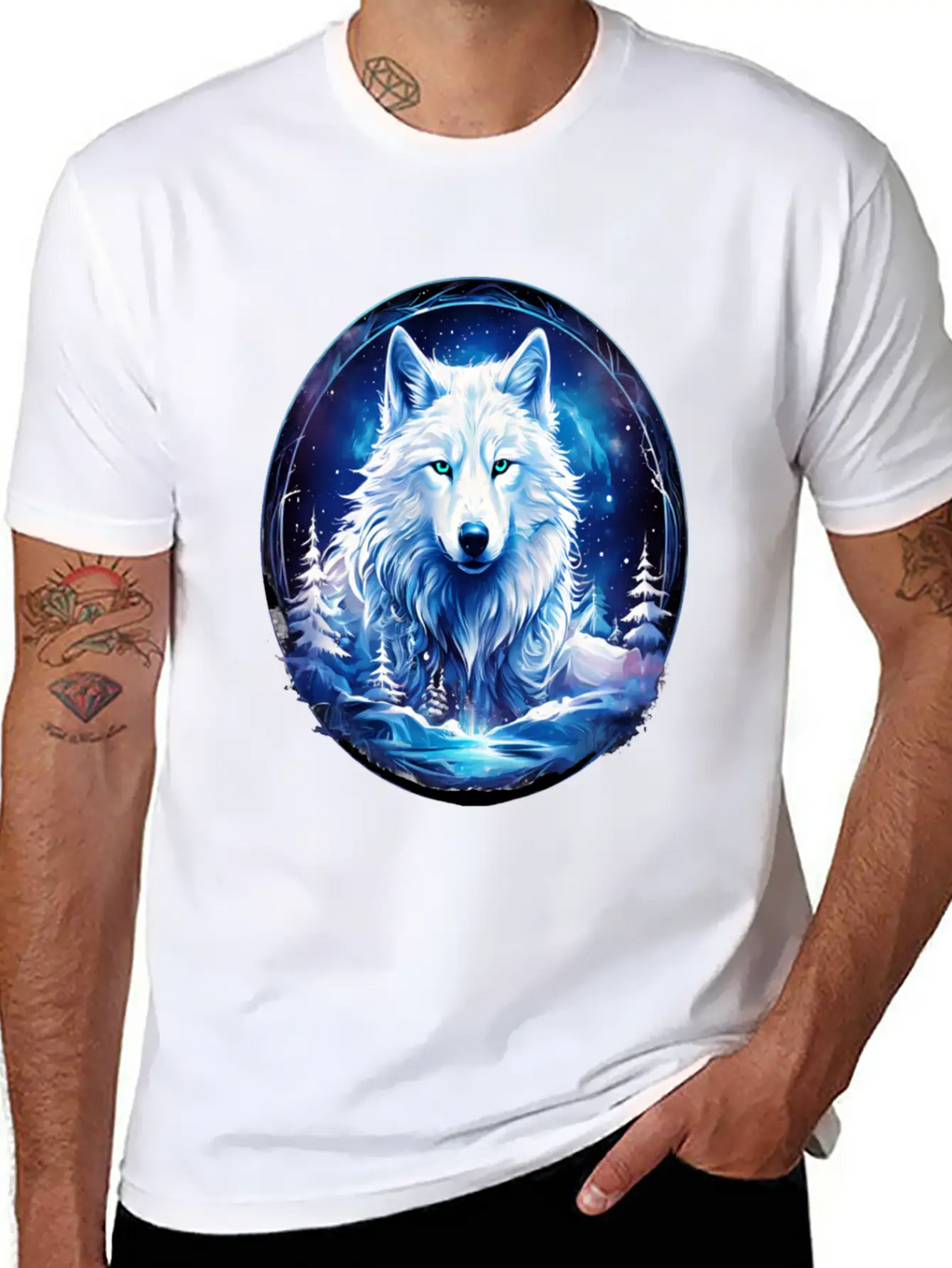 White Fantasy Wolf Whimsical Mythical Art Breathable Soft Cotton T-Shirt – Timeless Casual Look