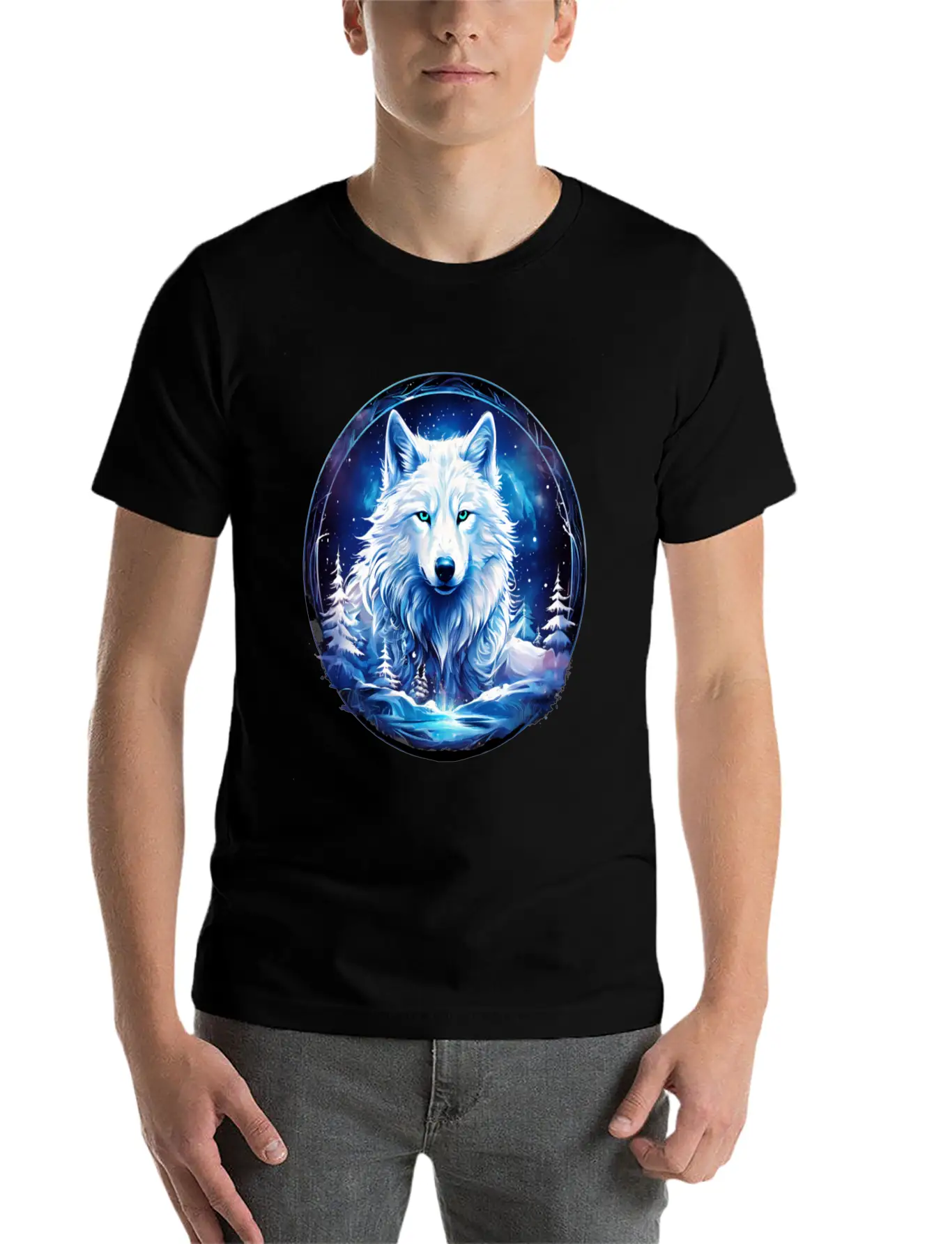 White Fantasy Wolf Whimsical Mythical Art Breathable Soft Cotton T-Shirt – Timeless Casual Look