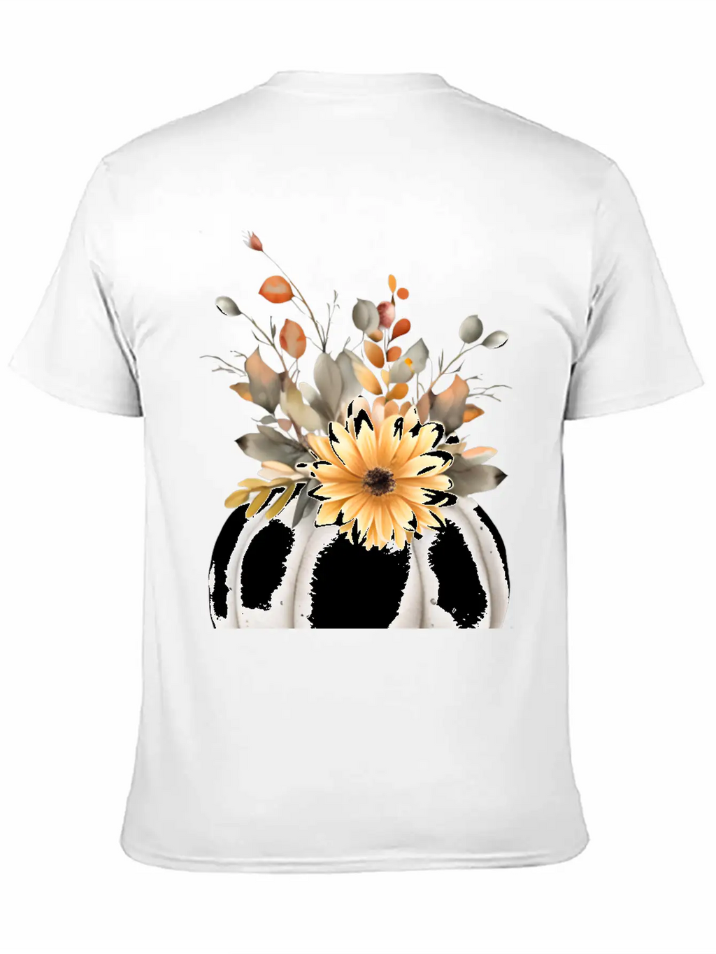White Floral Pumpkin Relaxed Everyday Tee – Lightweight And Durable Cotton