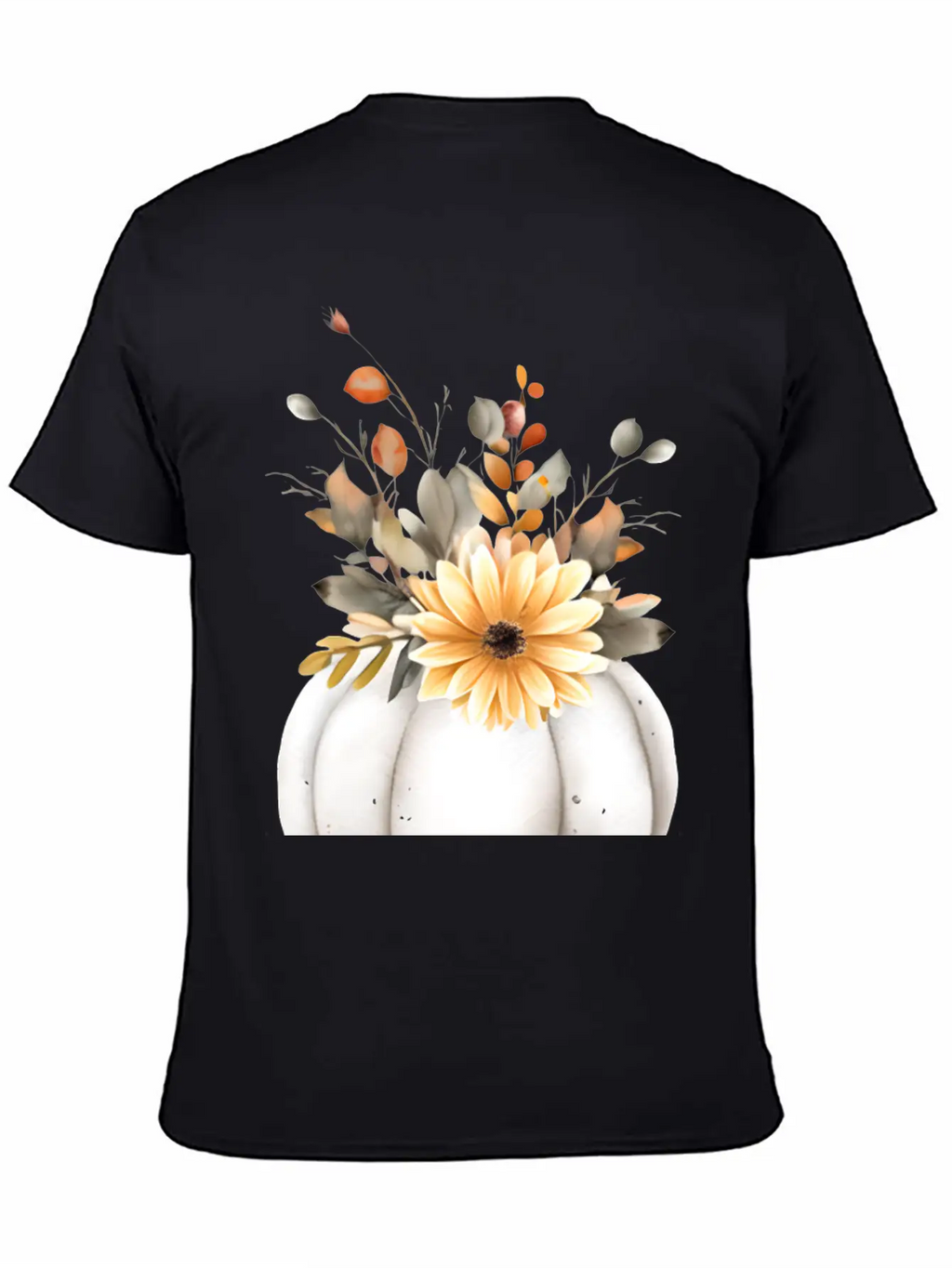 White Floral Pumpkin Relaxed Everyday Tee – Lightweight And Durable Cotton