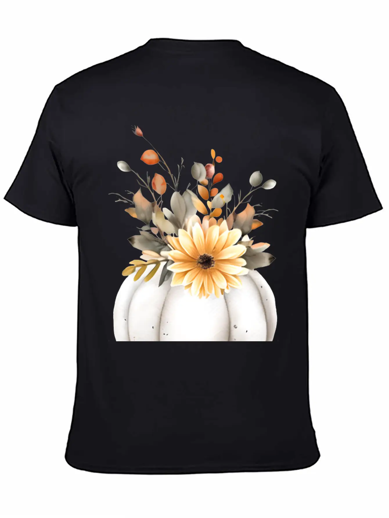 White Floral Pumpkin Relaxed Everyday Tee – Lightweight And Durable Cotton