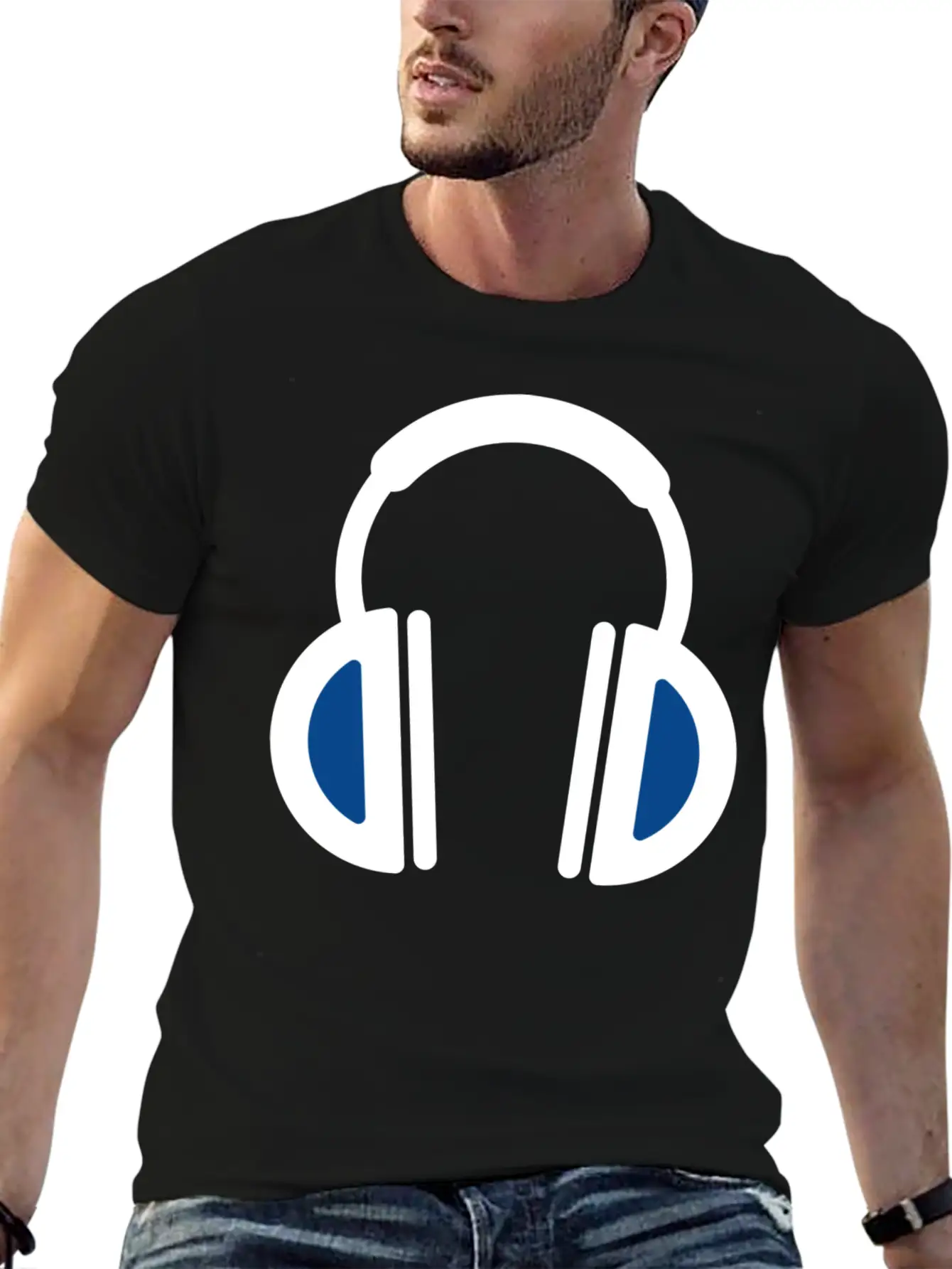 White Headphone Icon Unisex Casual T-Shirt – Clean Design For Daily Comfort