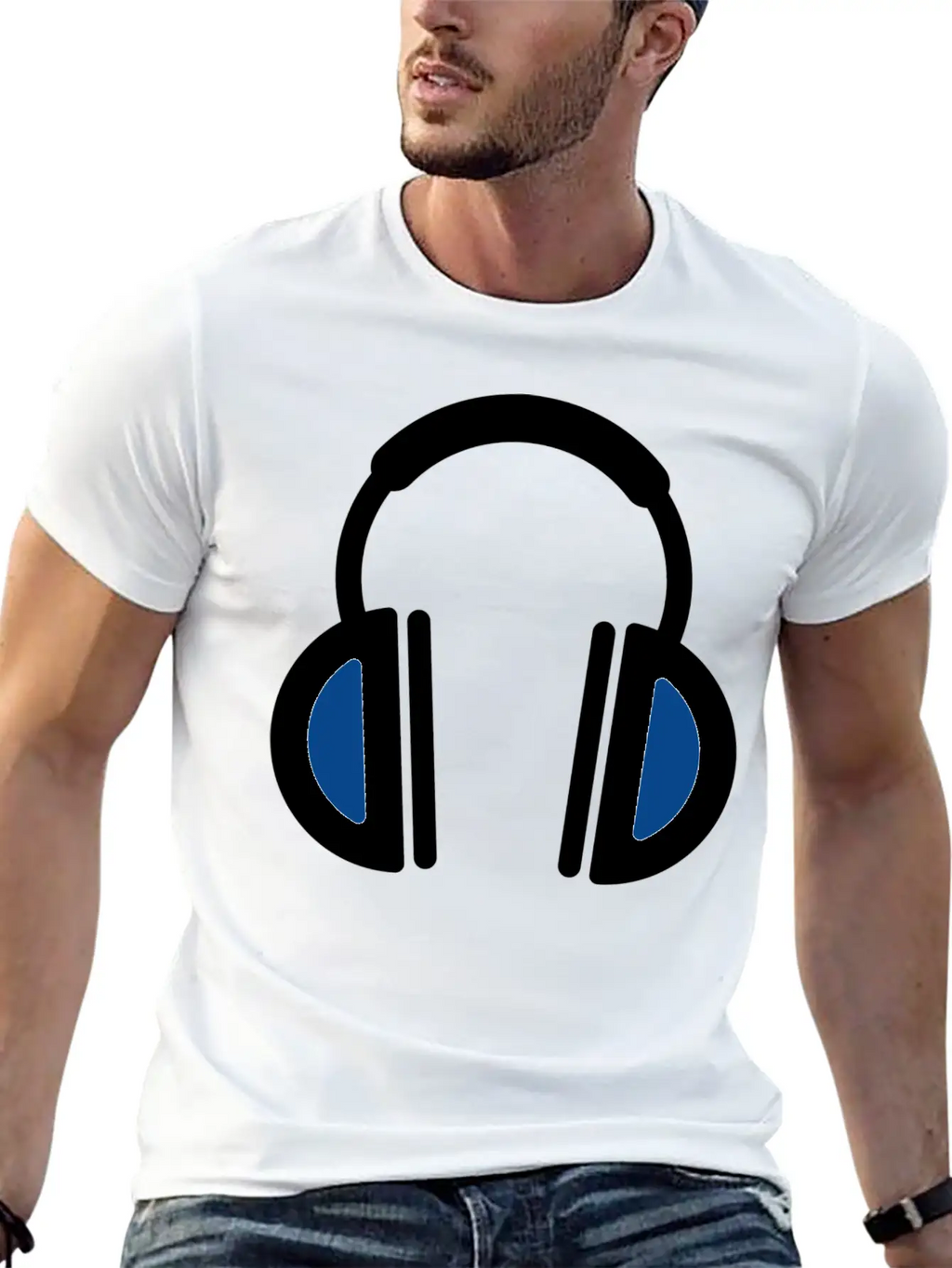 White Headphone Icon Unisex Casual T-Shirt – Clean Design For Daily Comfort