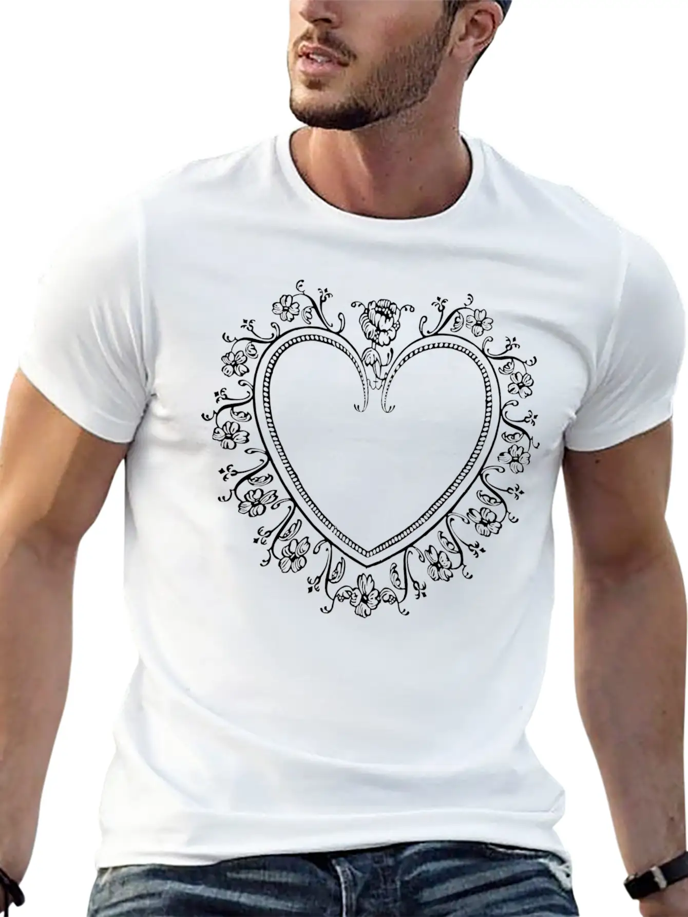 White Heart Breathable Graphic T-Shirt – Perfect For Casual Days