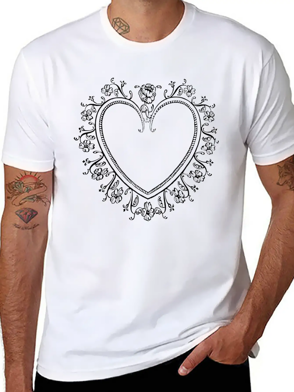 White Heart Breathable Graphic T-Shirt – Perfect For Casual Days