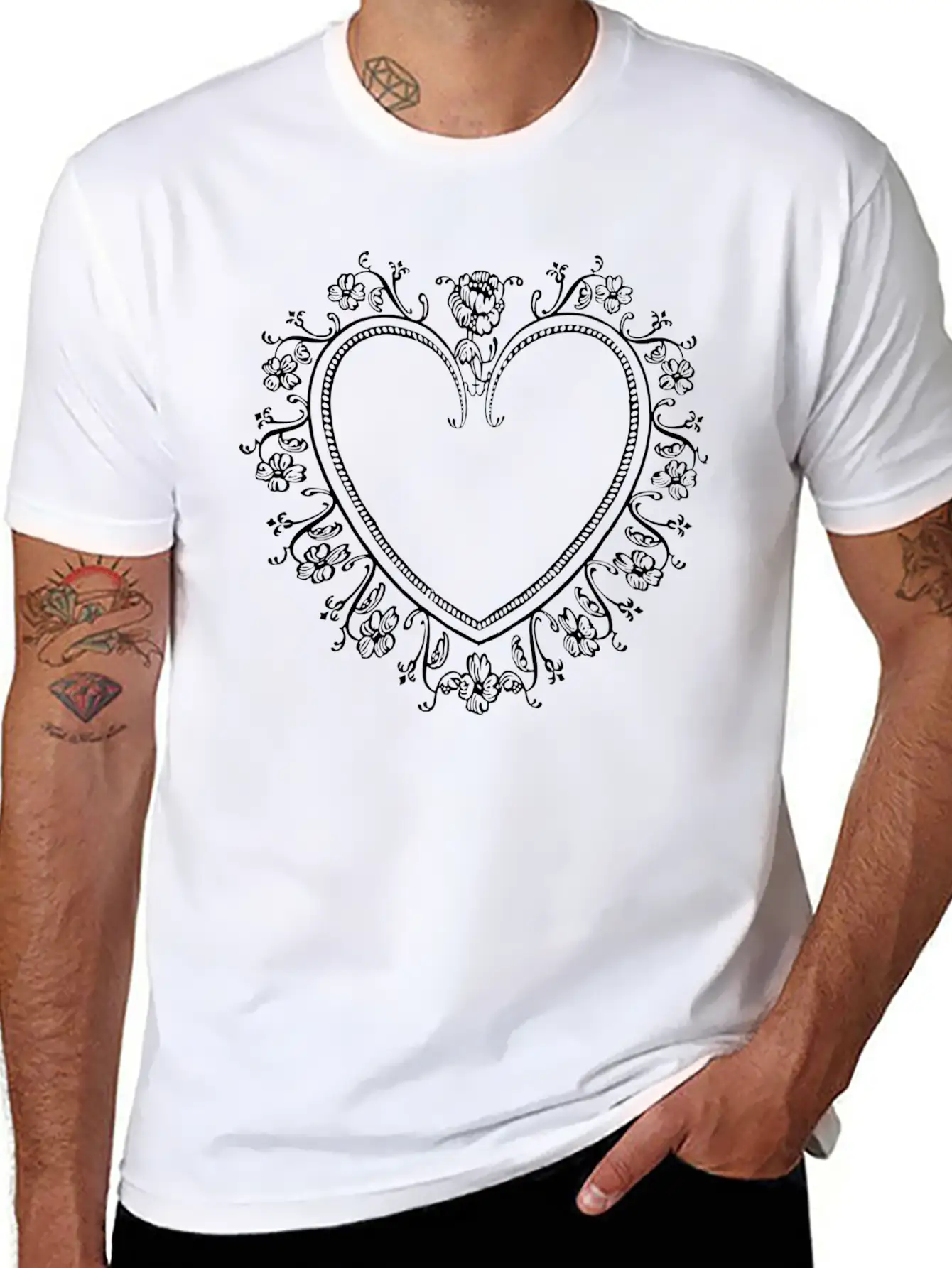 White Heart Breathable Graphic T-Shirt – Perfect For Casual Days