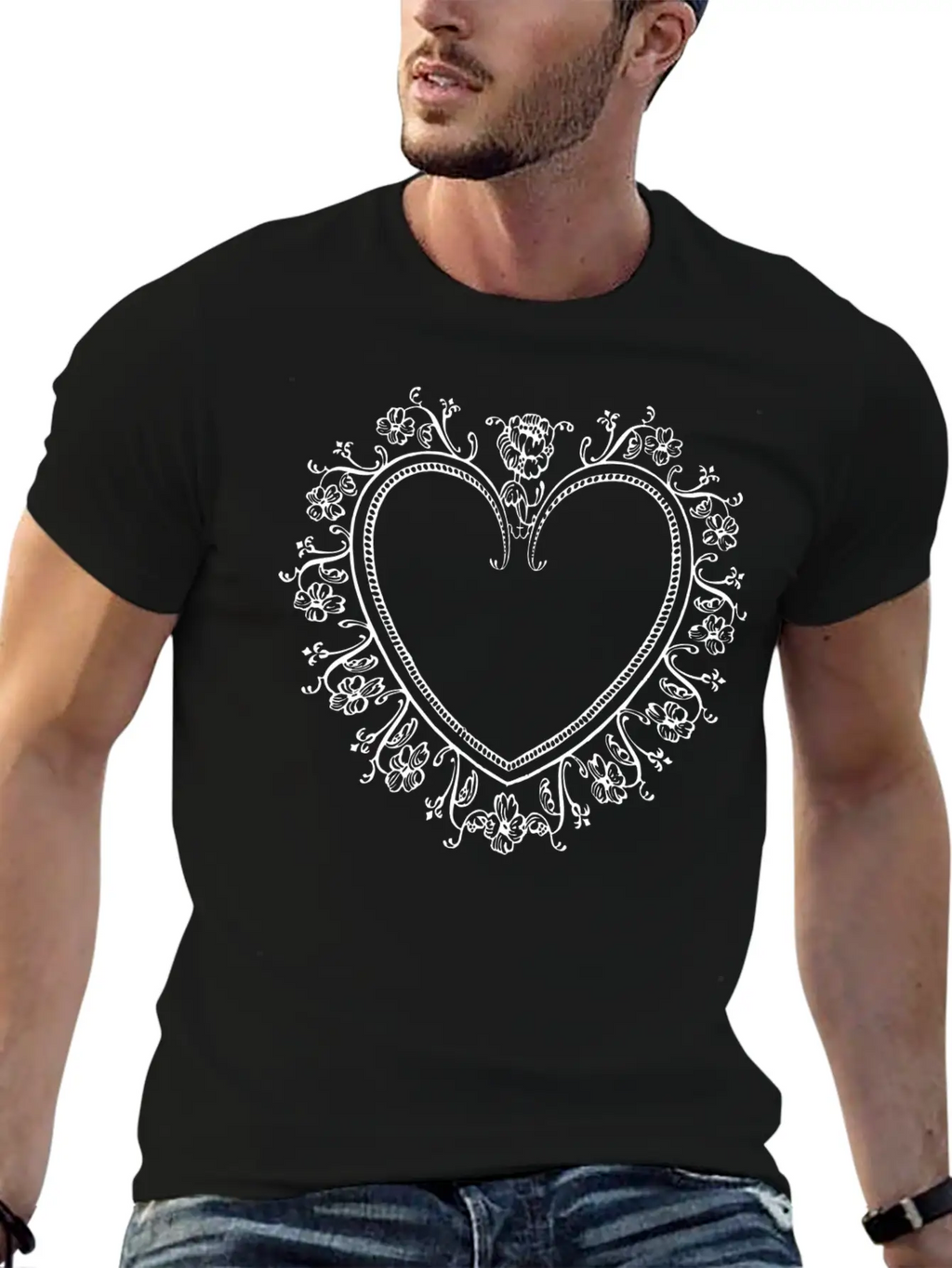 White Heart Breathable Graphic T-Shirt – Perfect For Casual Days