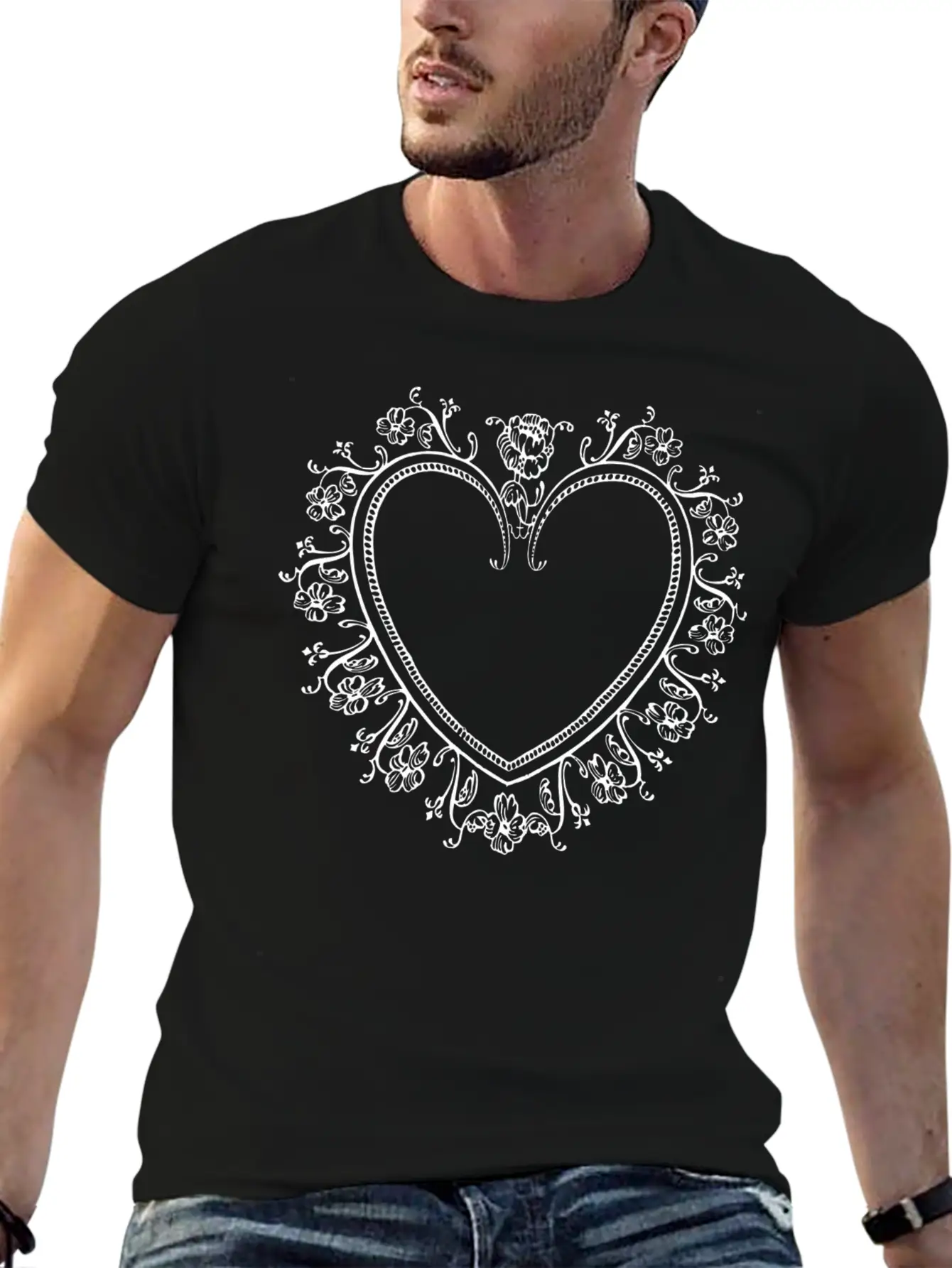 White Heart Breathable Graphic T-Shirt – Perfect For Casual Days