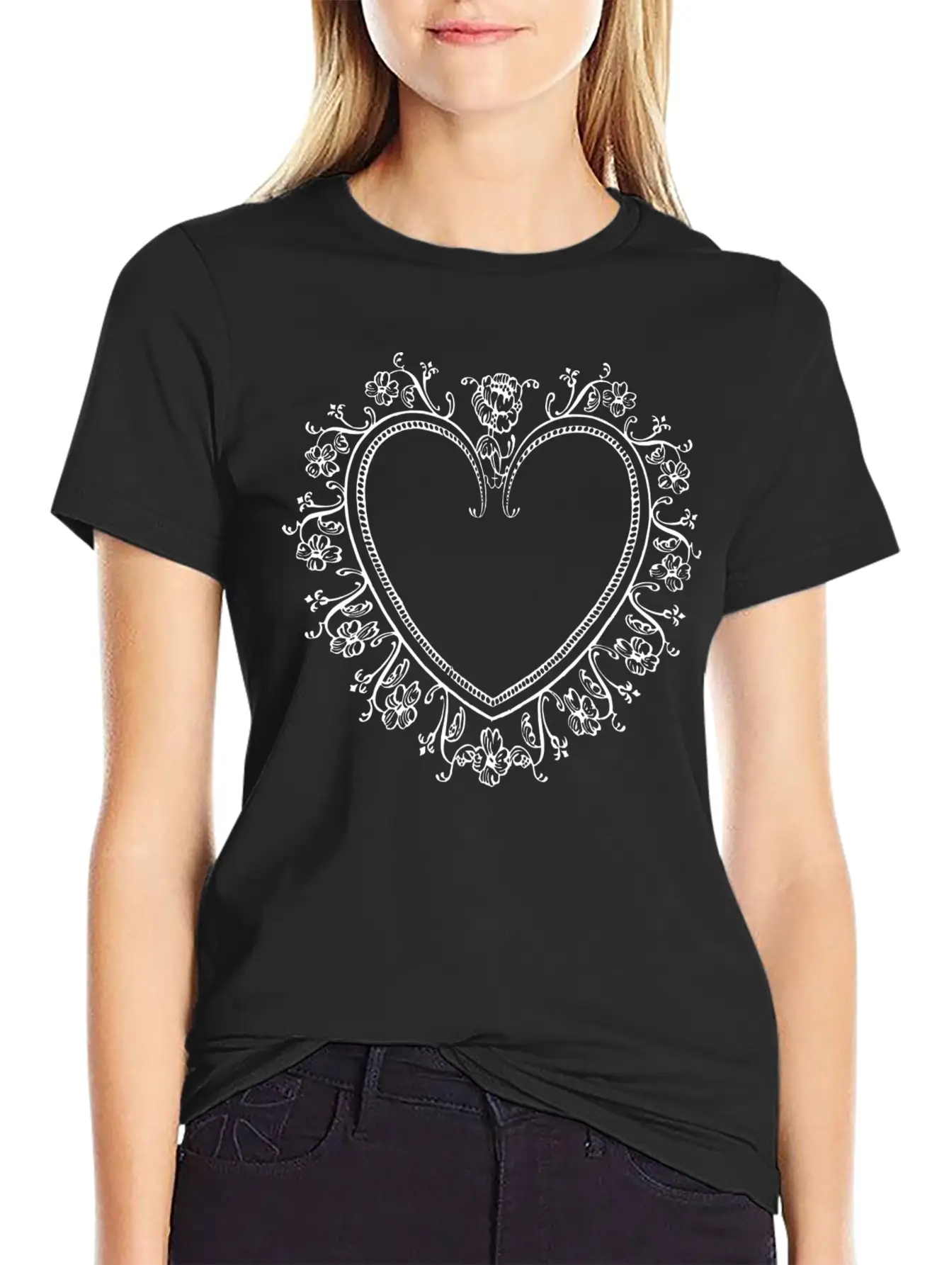 White Heart Breathable Graphic T-Shirt – Perfect For Casual Days