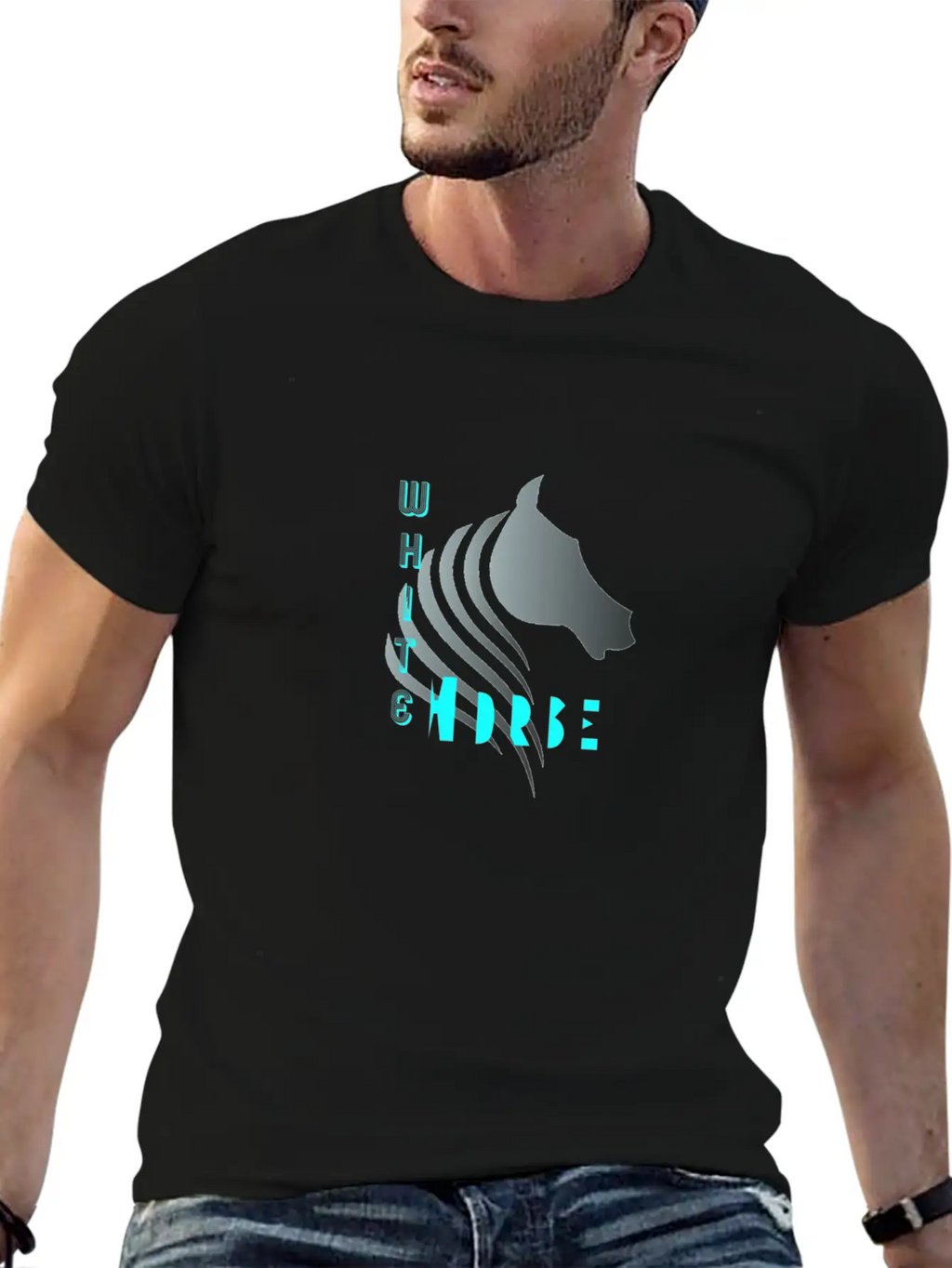 White Horse Breathable Soft Cotton T-Shirt – Timeless Casual Look