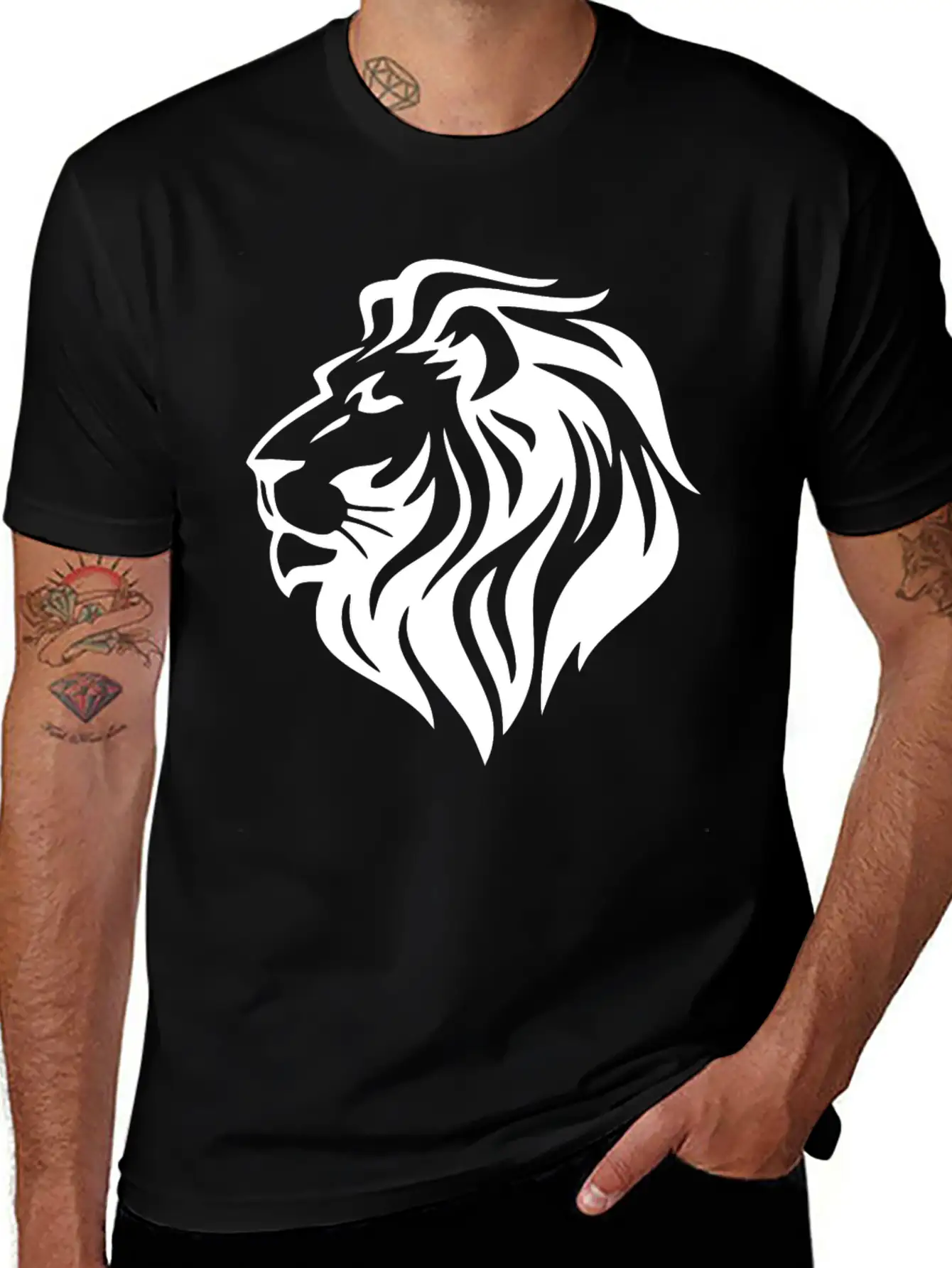 White Lion Head Timeless Short Sleeve Tee – Comfy And Minimalist Design