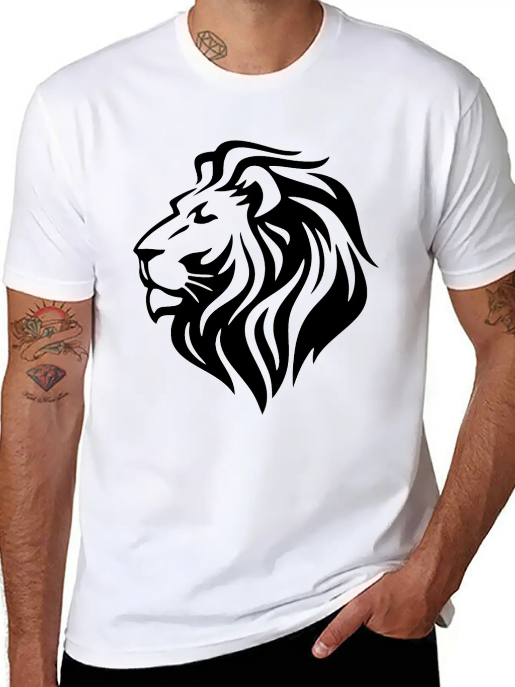 White Lion Head Timeless Short Sleeve Tee – Comfy And Minimalist Design