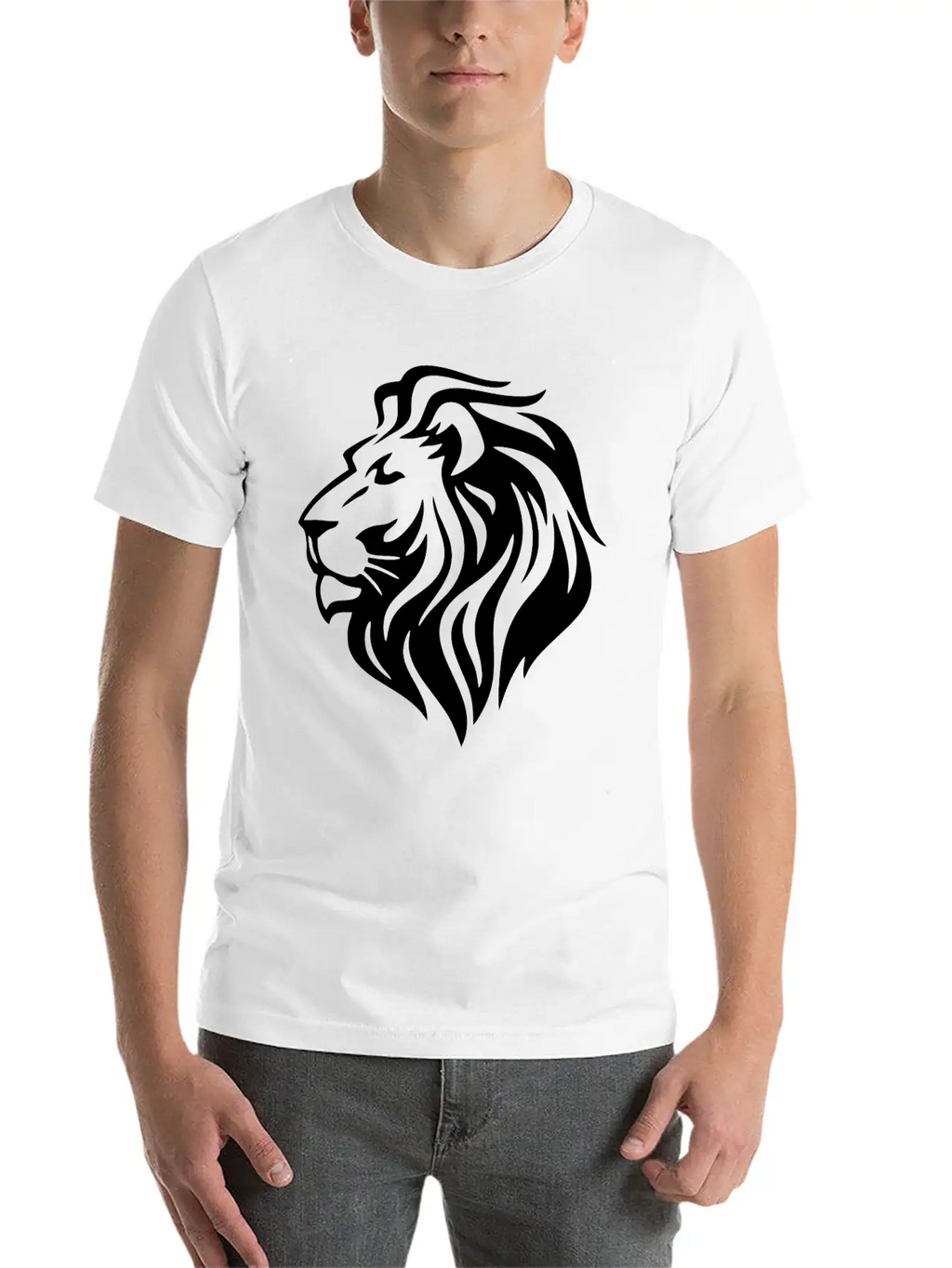 White Lion Head Timeless Short Sleeve Tee – Comfy And Minimalist Design