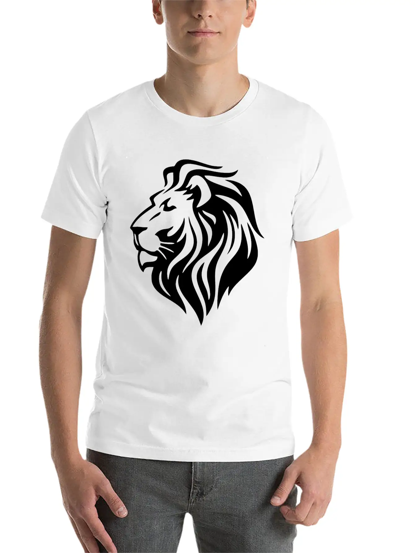 White Lion Head Timeless Short Sleeve Tee – Comfy And Minimalist Design