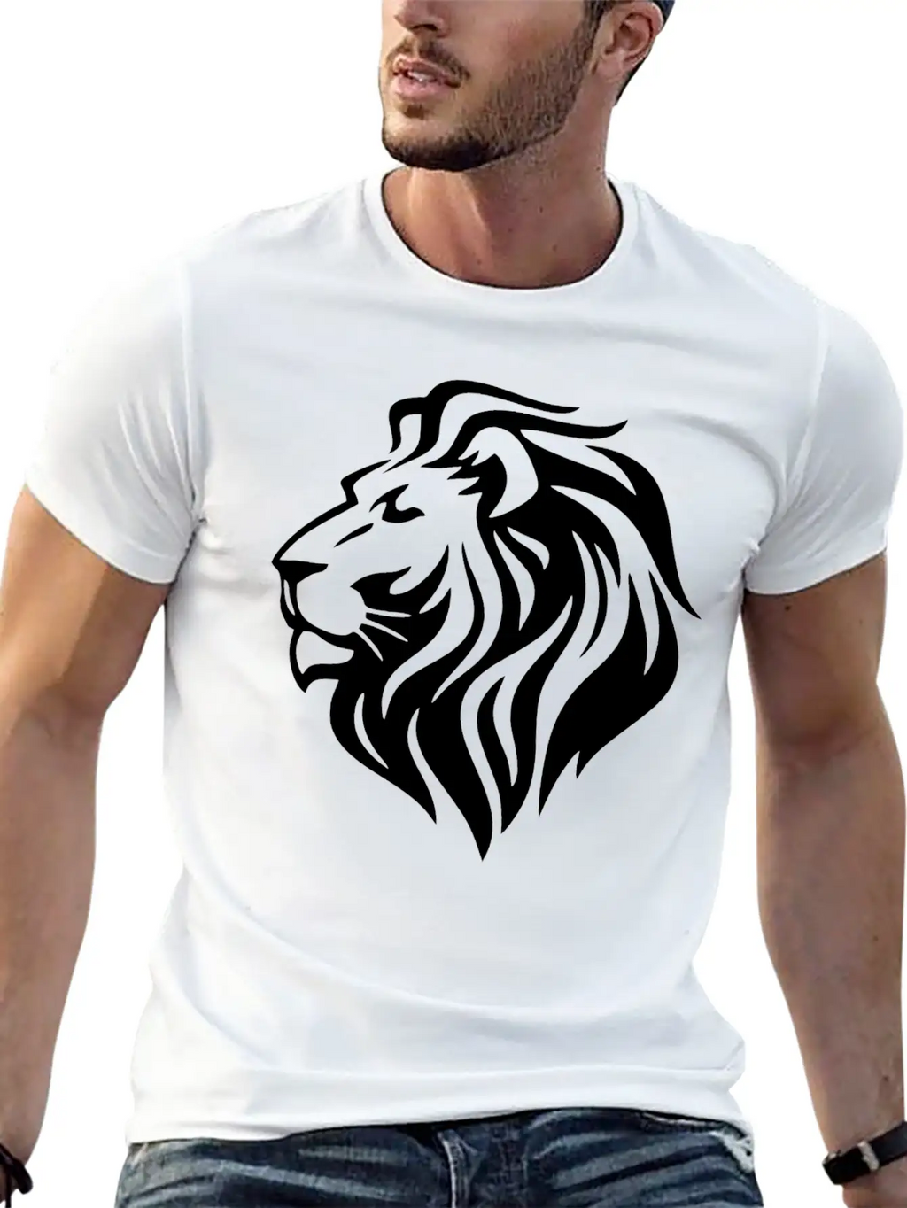 White Lion Head Timeless Short Sleeve Tee – Comfy And Minimalist Design